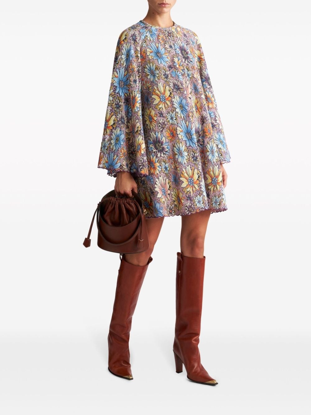 printed lace minidress - 2