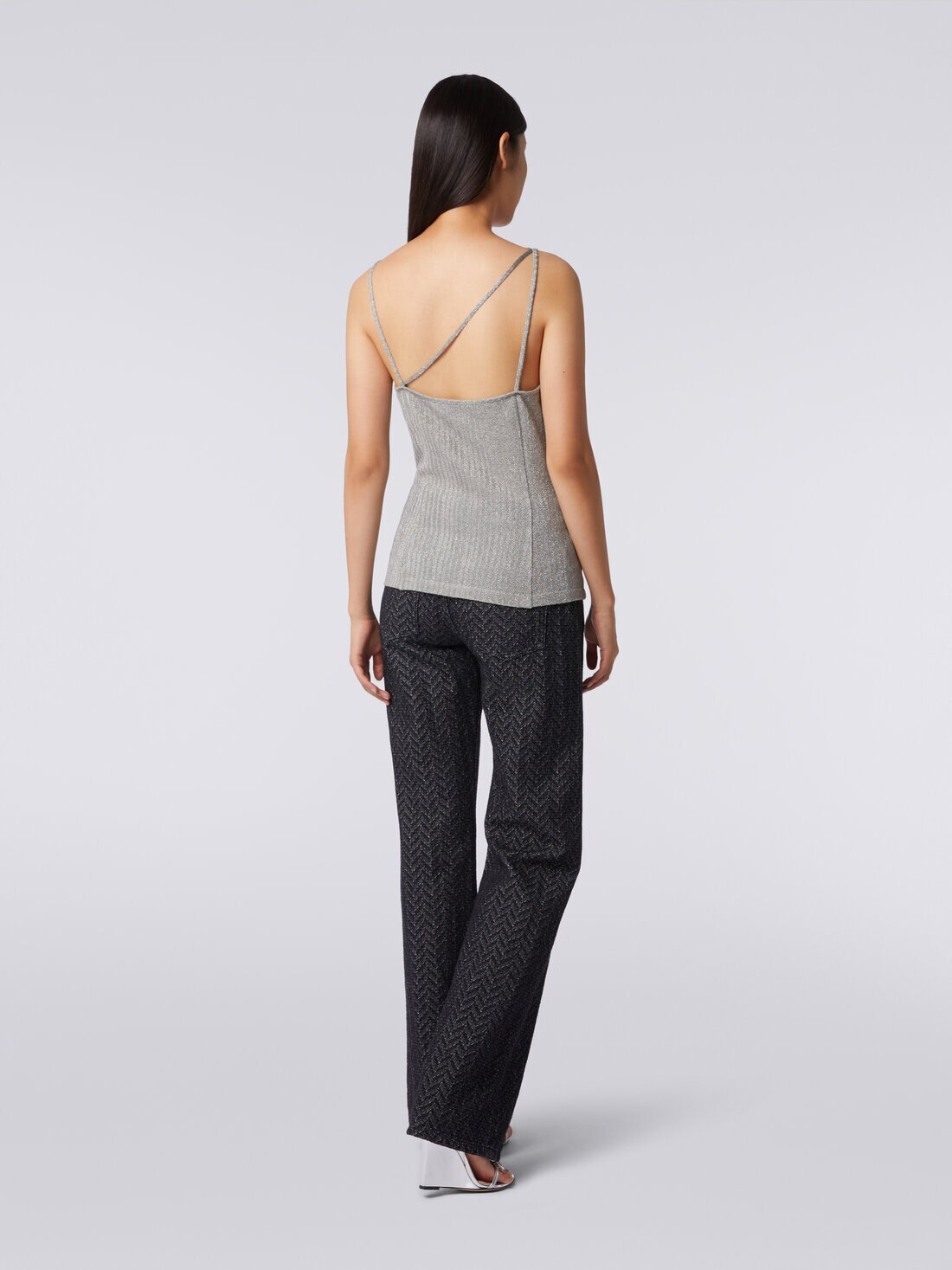 Cotton and viscose lamé tank top - 4