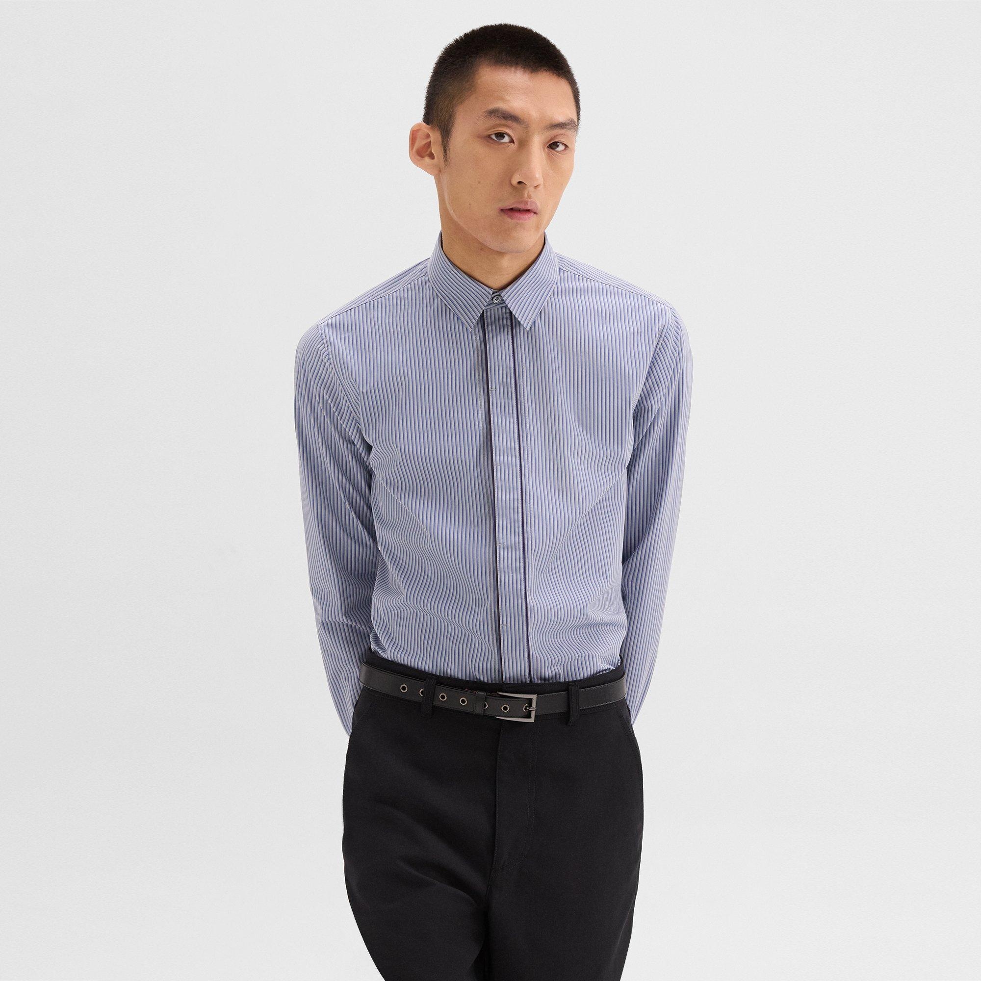 Straight Shirt in Striped Cotton-Blend - 3