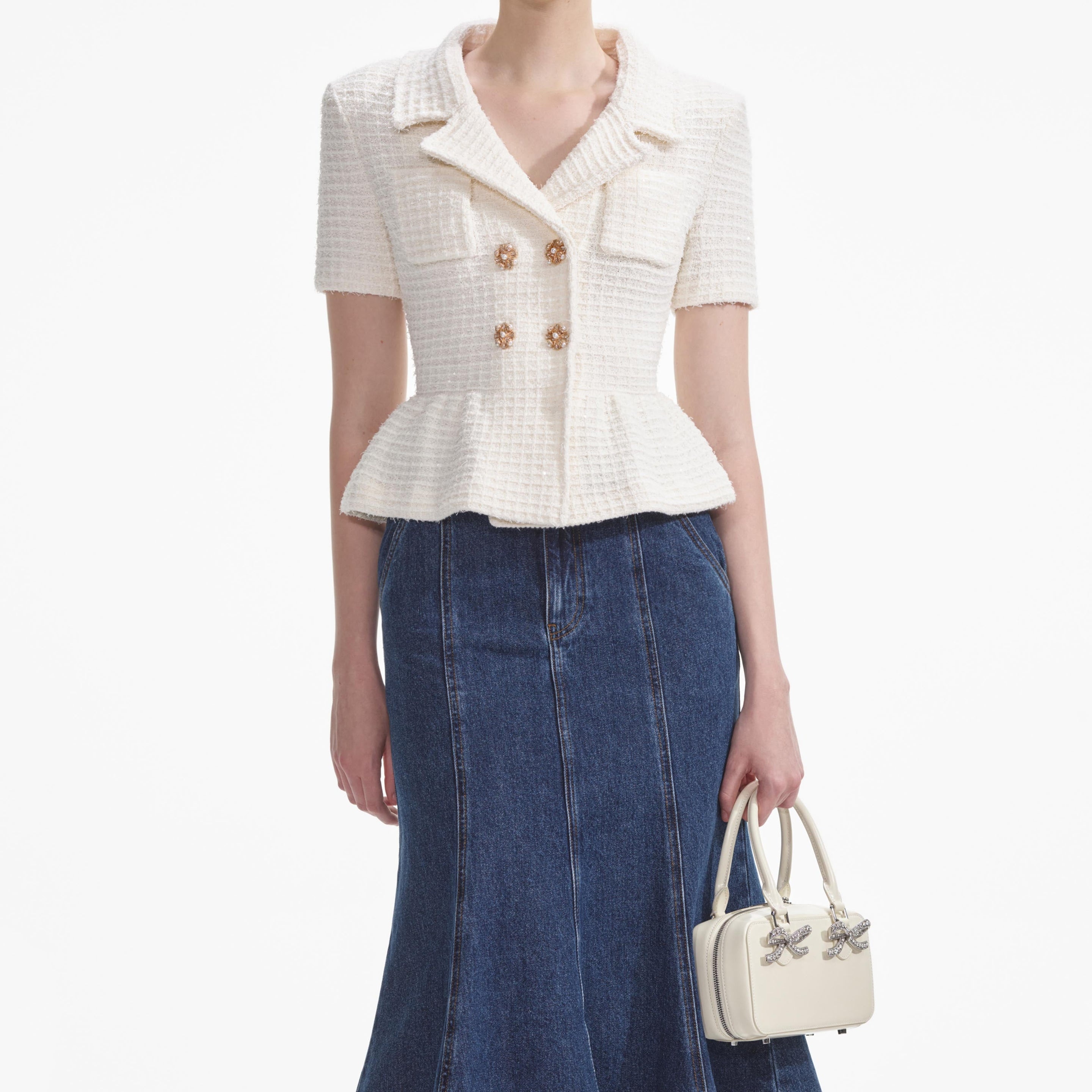 Cream Textured Knit Top - 4
