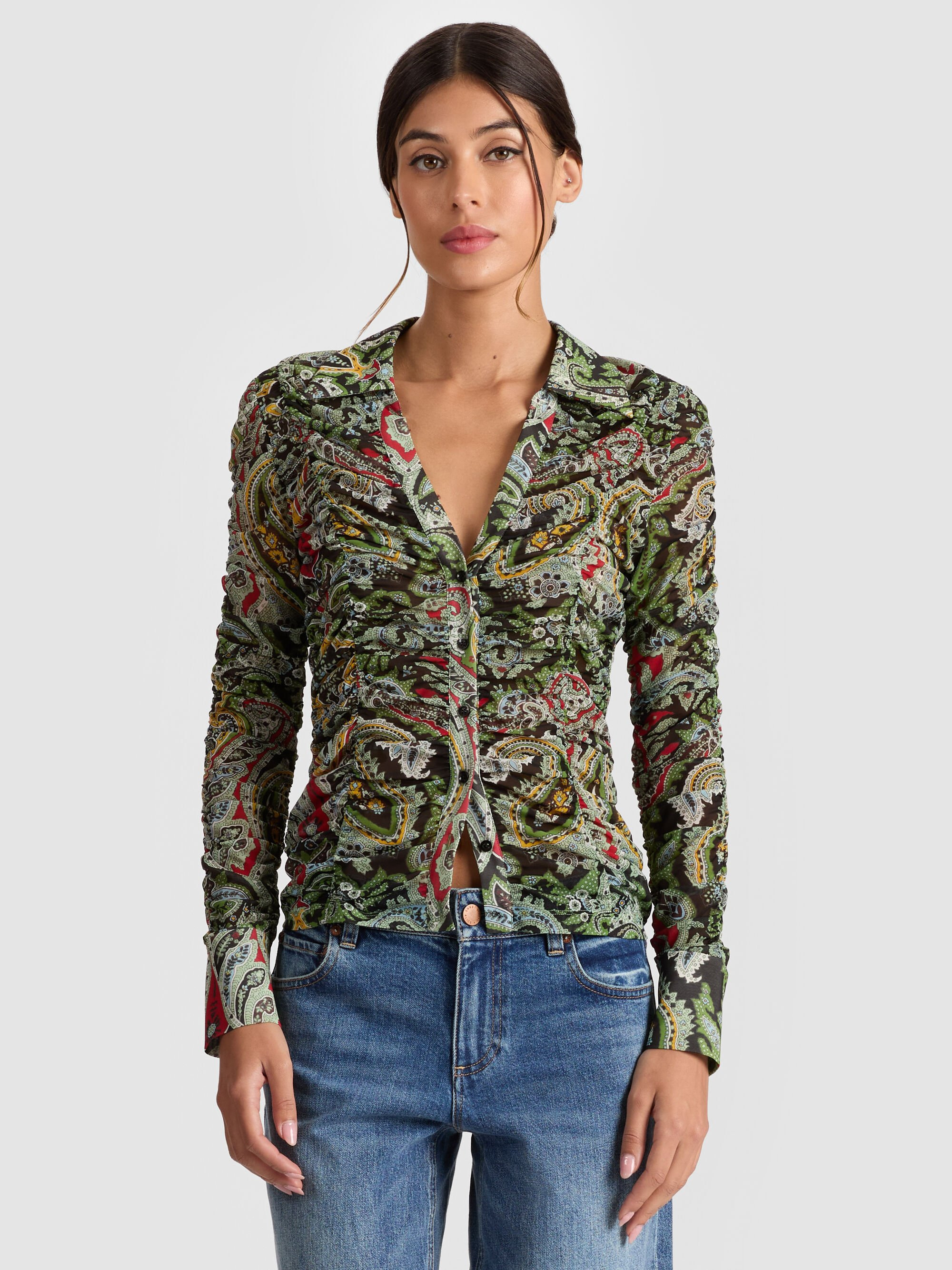 PORTIA MESH BUTTON DOWN - 2