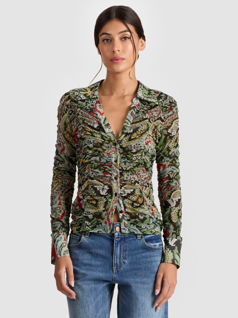 PORTIA MESH BUTTON DOWN 2