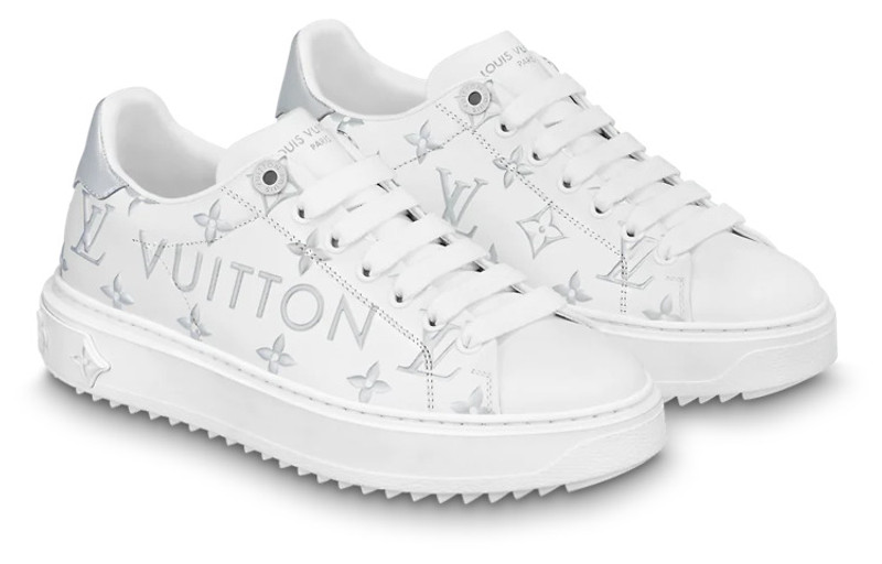 Louis Vuitton (WMNS) LOUIS VUITTON Time Out Sneakers 'White with Silver Monogram' 1AAVV6 outlook