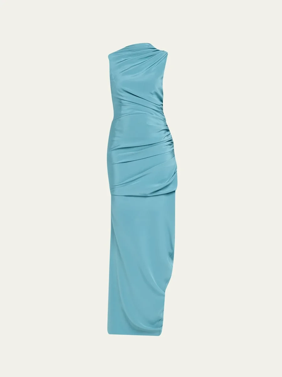 Silk Yanked Long Column Gown - 1