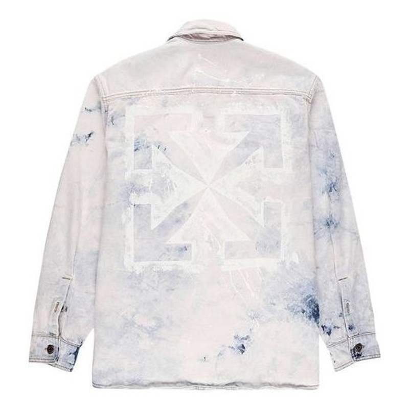 Off-White Off-White Colour Colour Rendering Ink Lapel Loose Denim Jacket Men White OMYD017R203860201414 outlook