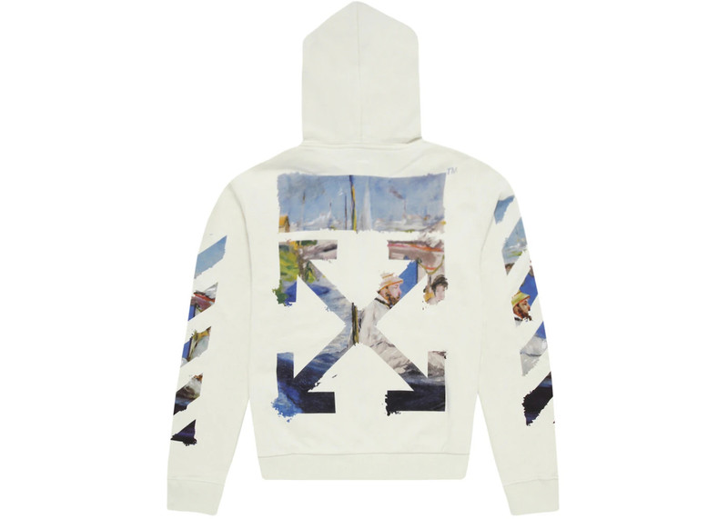 Off-White OFF-WHITE Diag Print Zip Up Hoodie White/Multicolor outlook