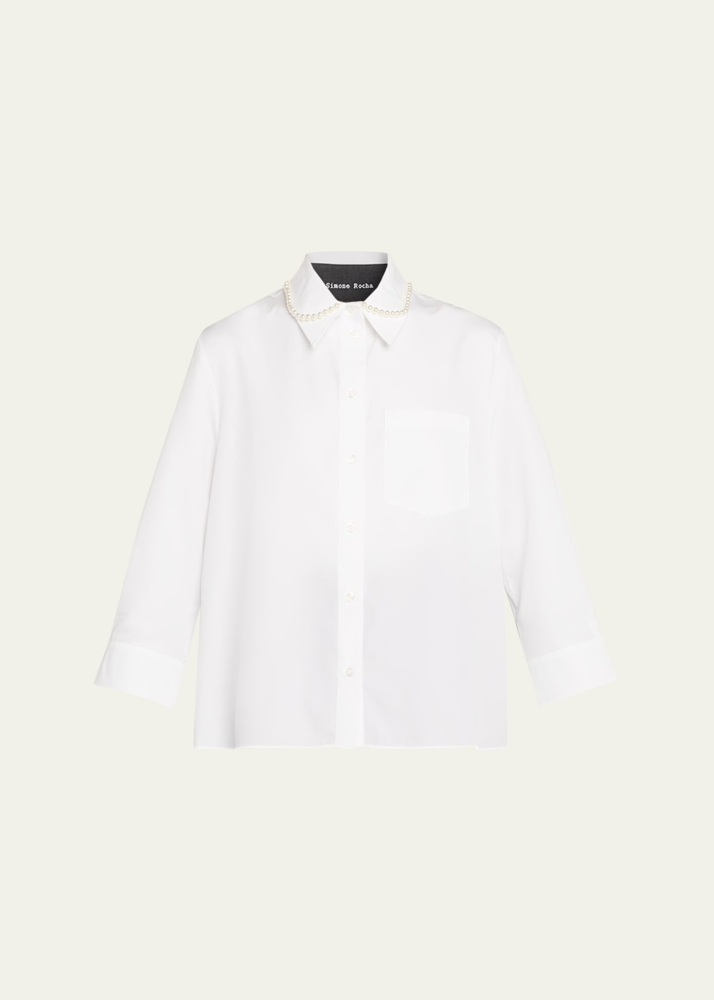 Embellished Cropped Masculine Button-Front Shirt - 1