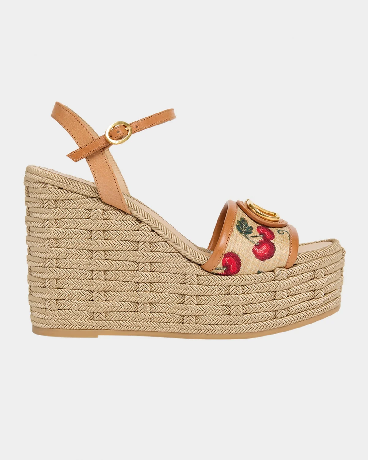 VLogo Cherry Jacquard Raffia-Wedge Espadrilles - 1