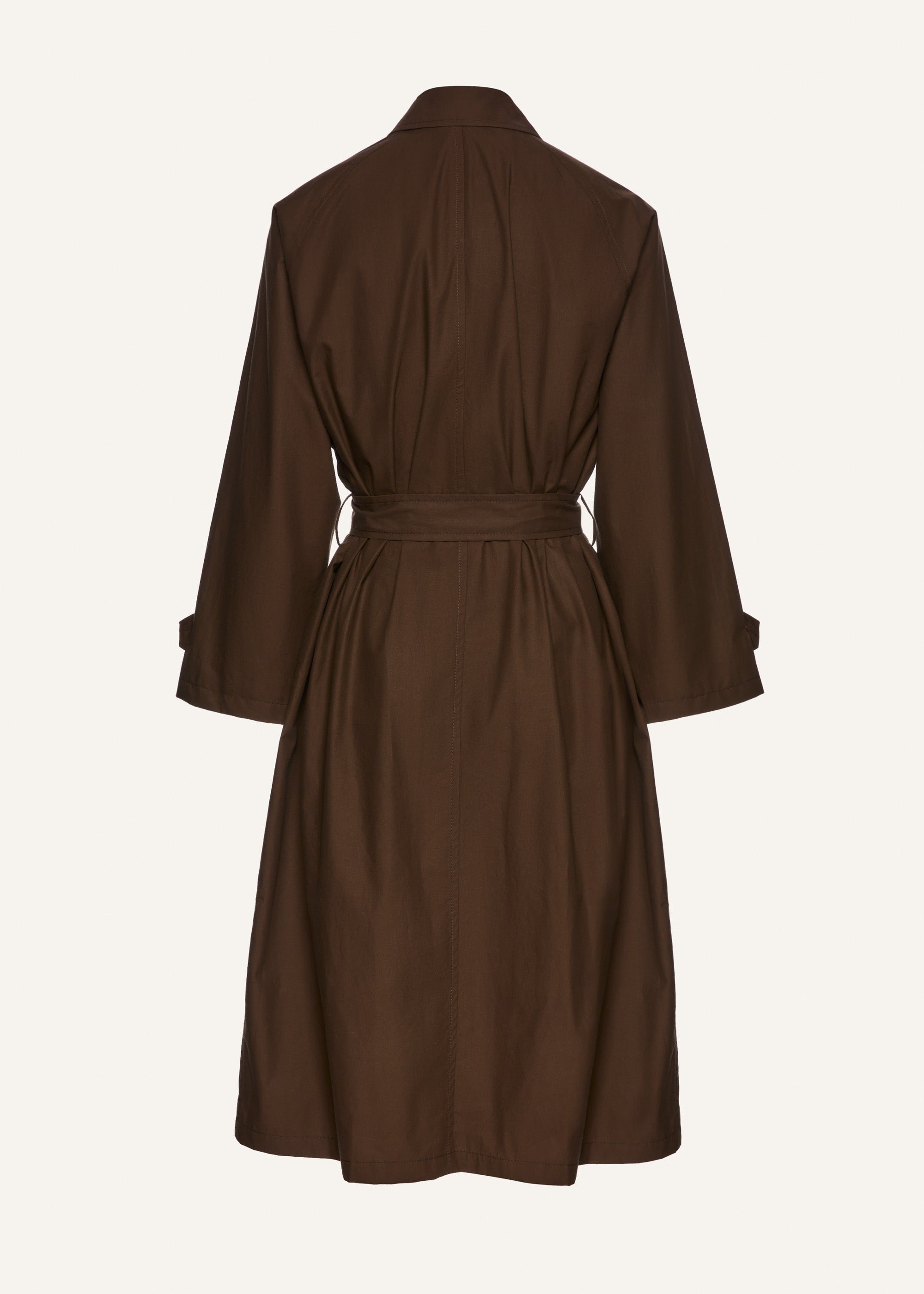 Belted cotton trench coat in brown - 2