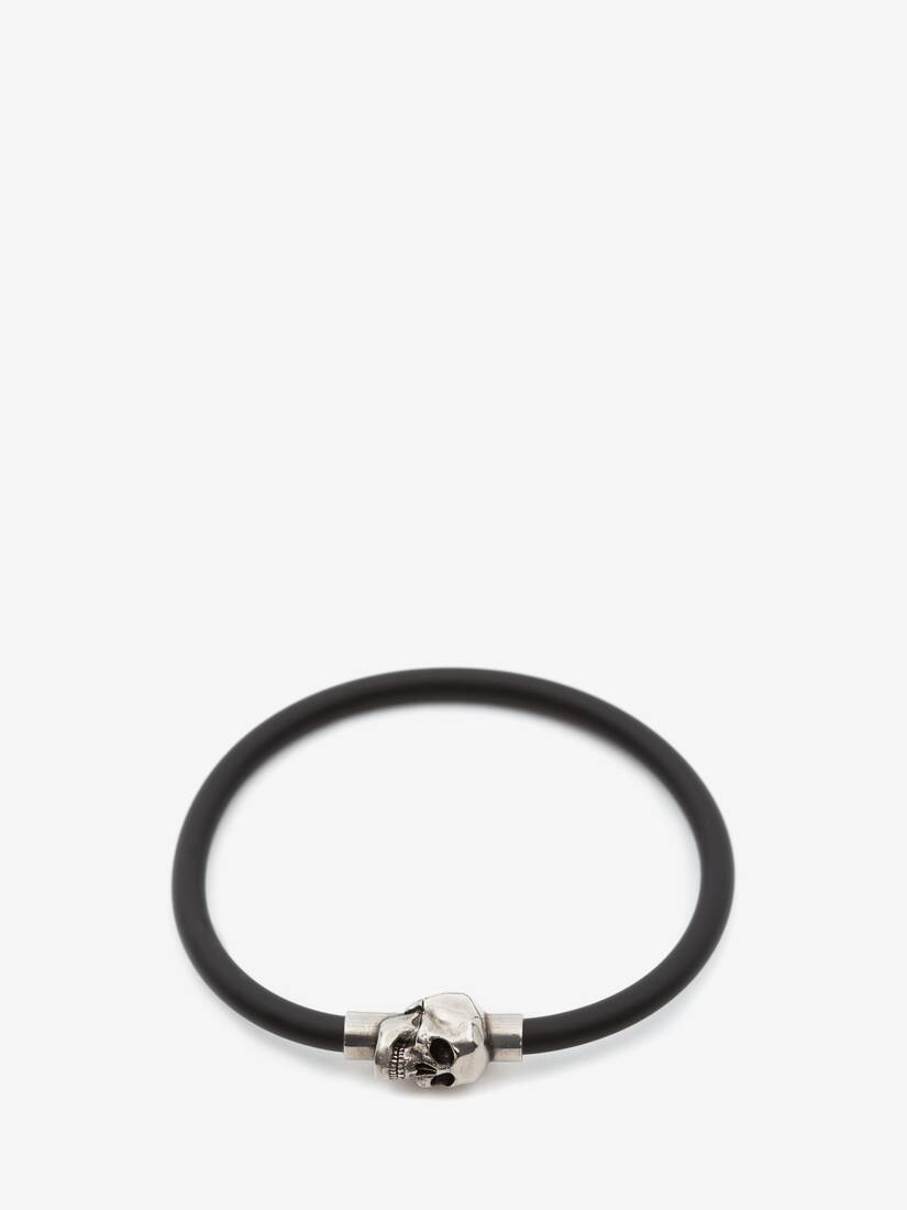 Rubber Cord Skull Bracelet in Black - 1