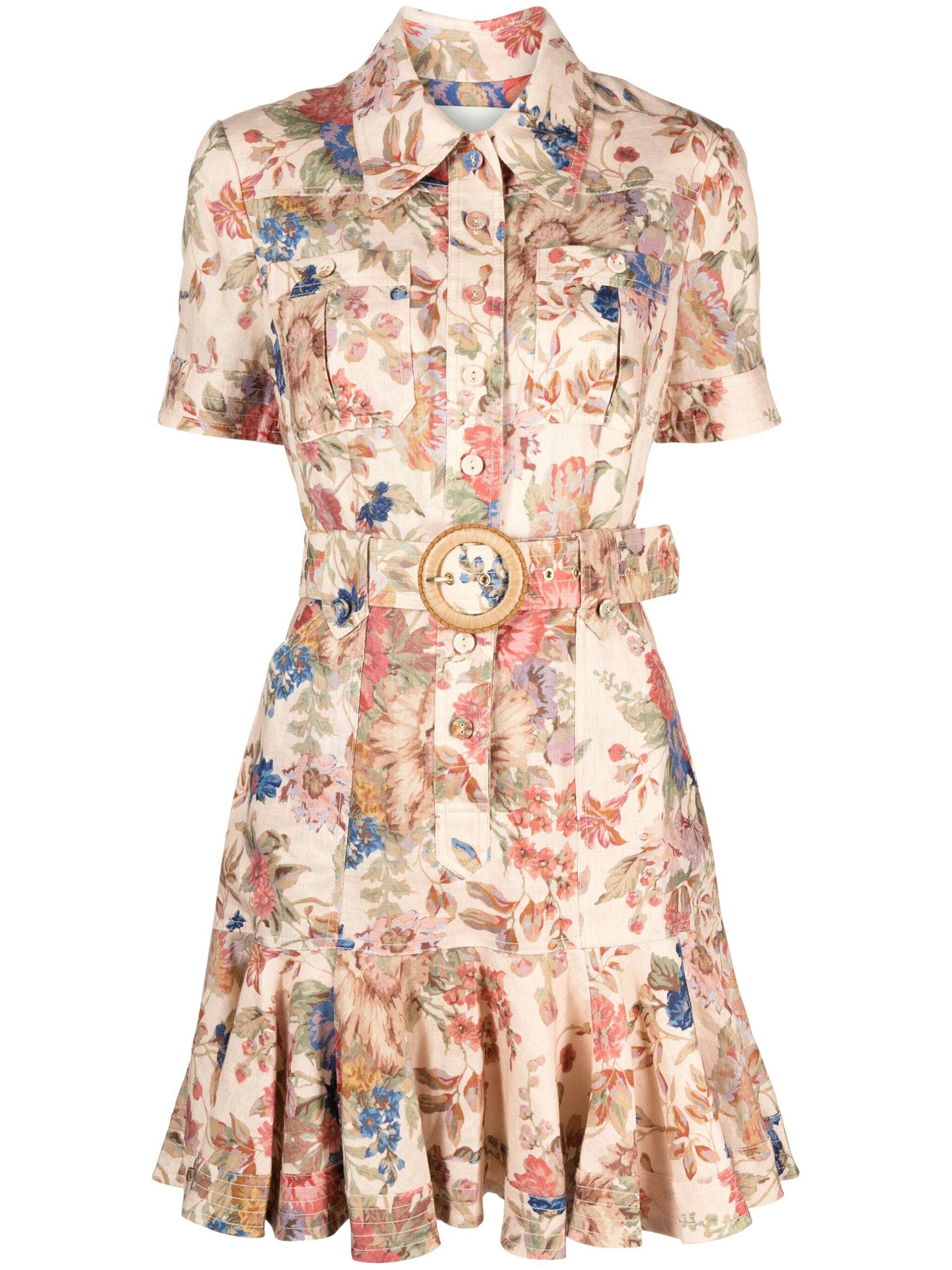 August floral-print minidress - 1