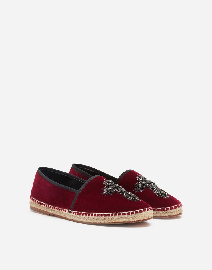 Velvet espadrilles with rope sole and cross embroidery - 2