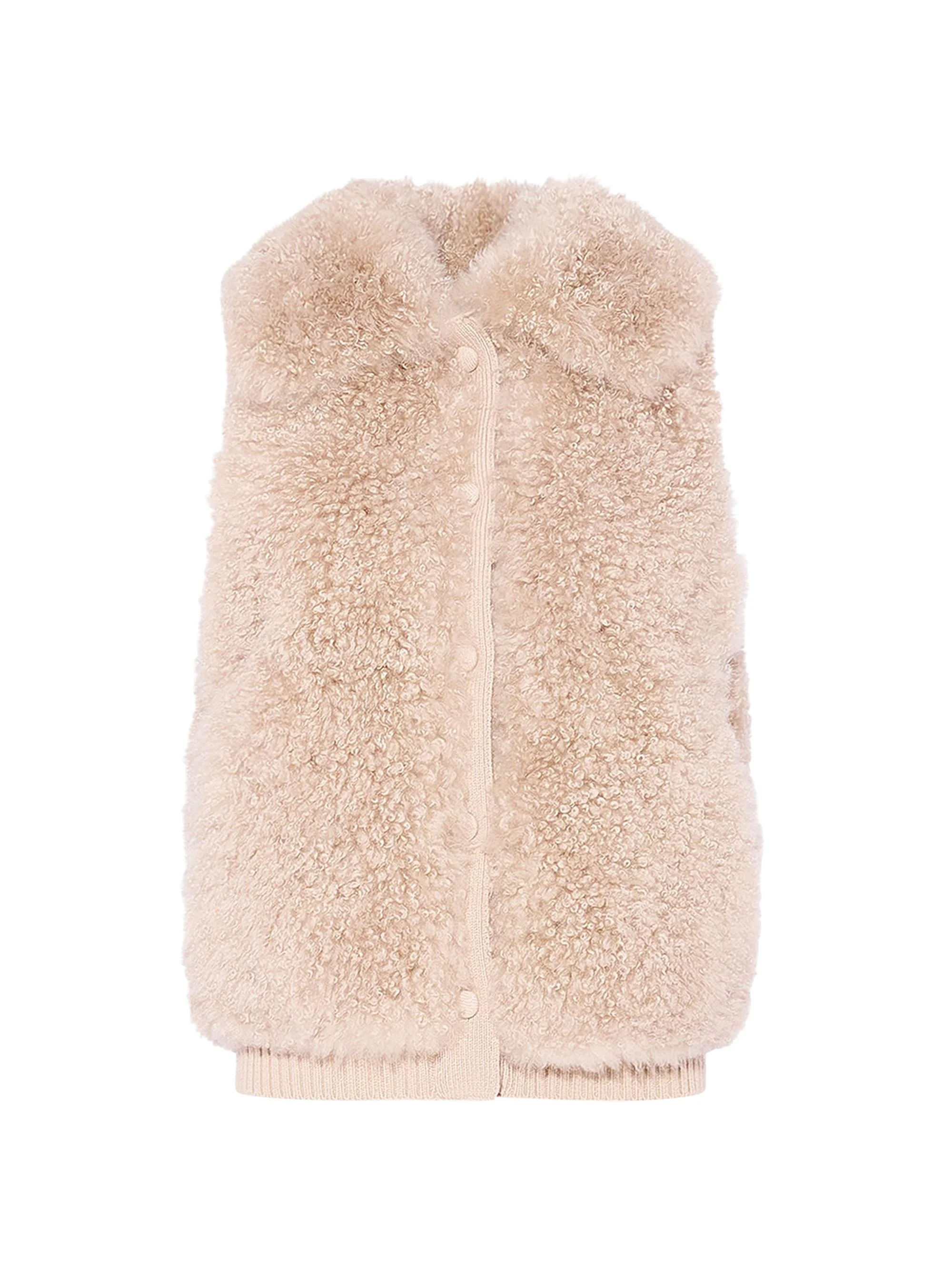 Women's Shearling Button-Front Gilet - Ficelle - 1