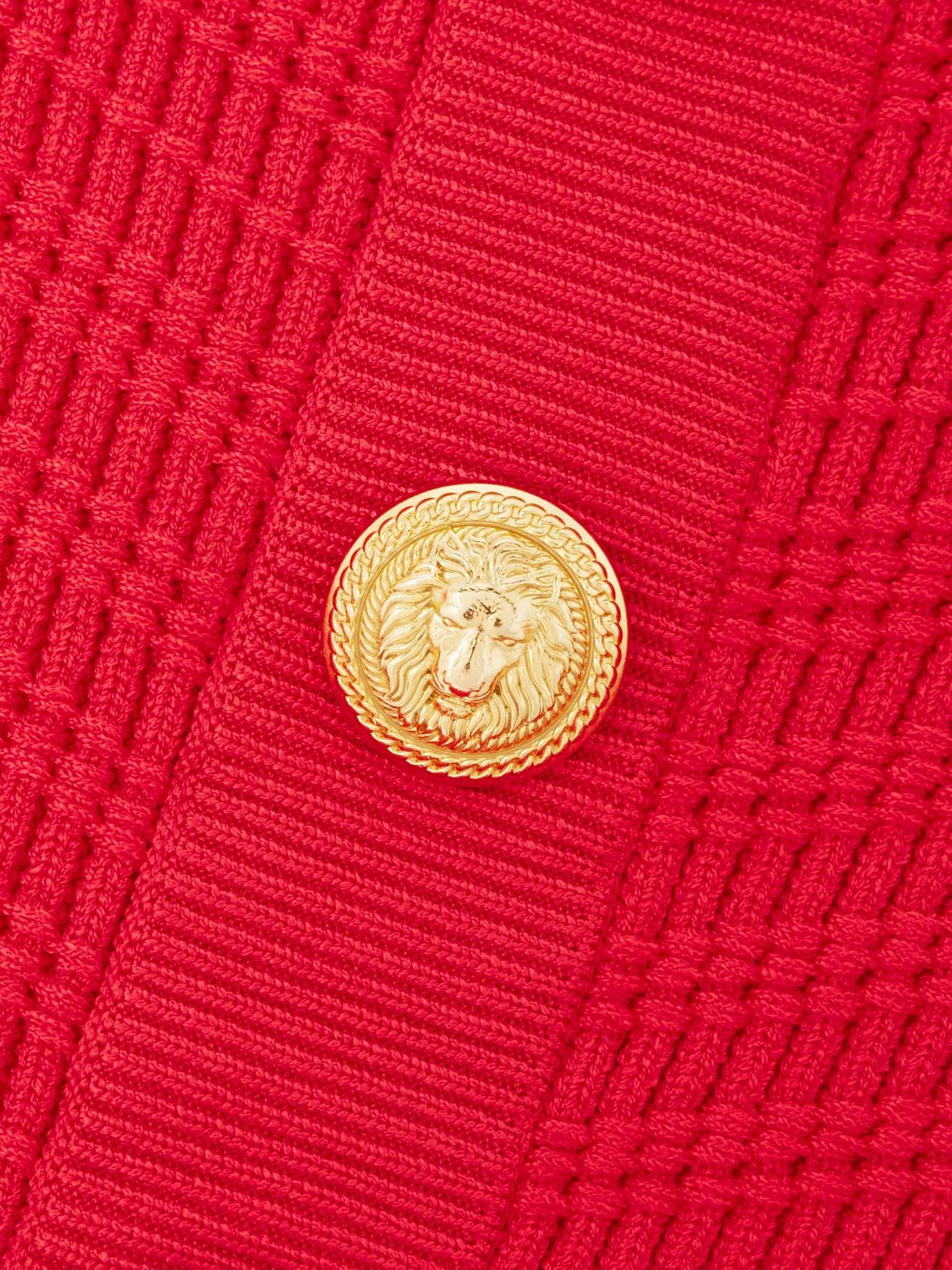Button-embellished ribbed-knit mini skirt Red - 5