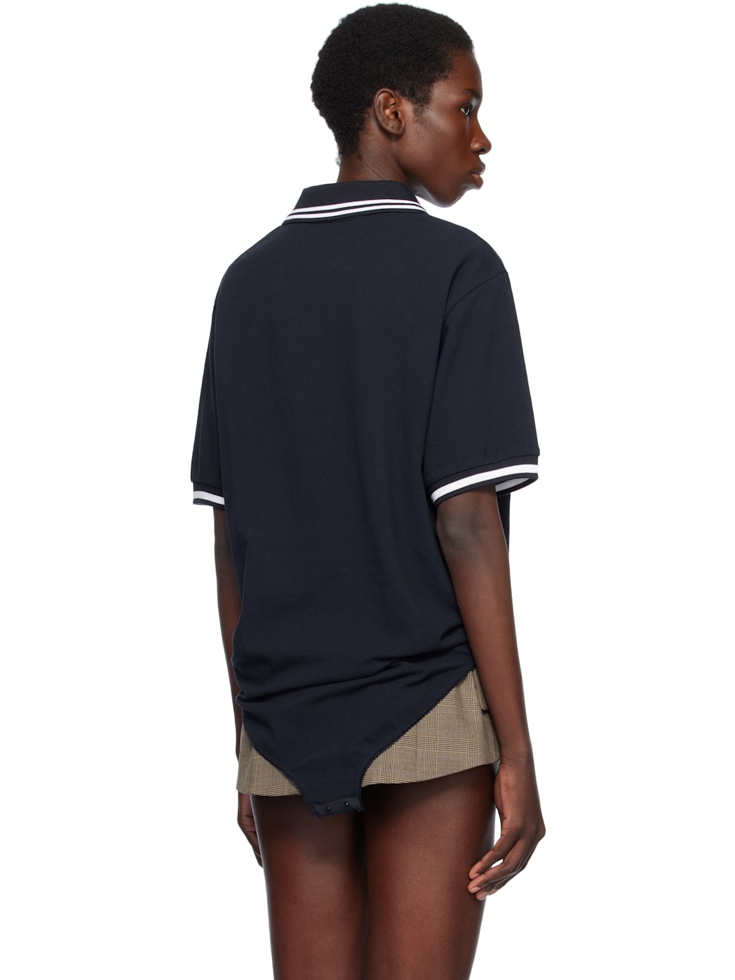 Navy Pique Shirt Bodysuit - 3