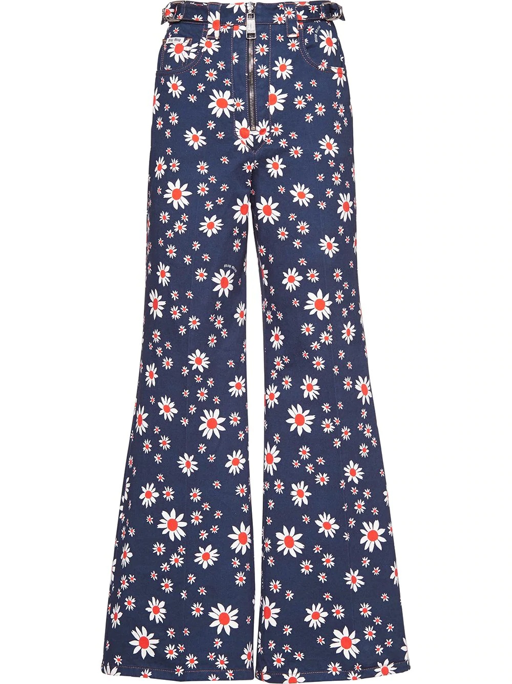 floral print flared trousers - 1