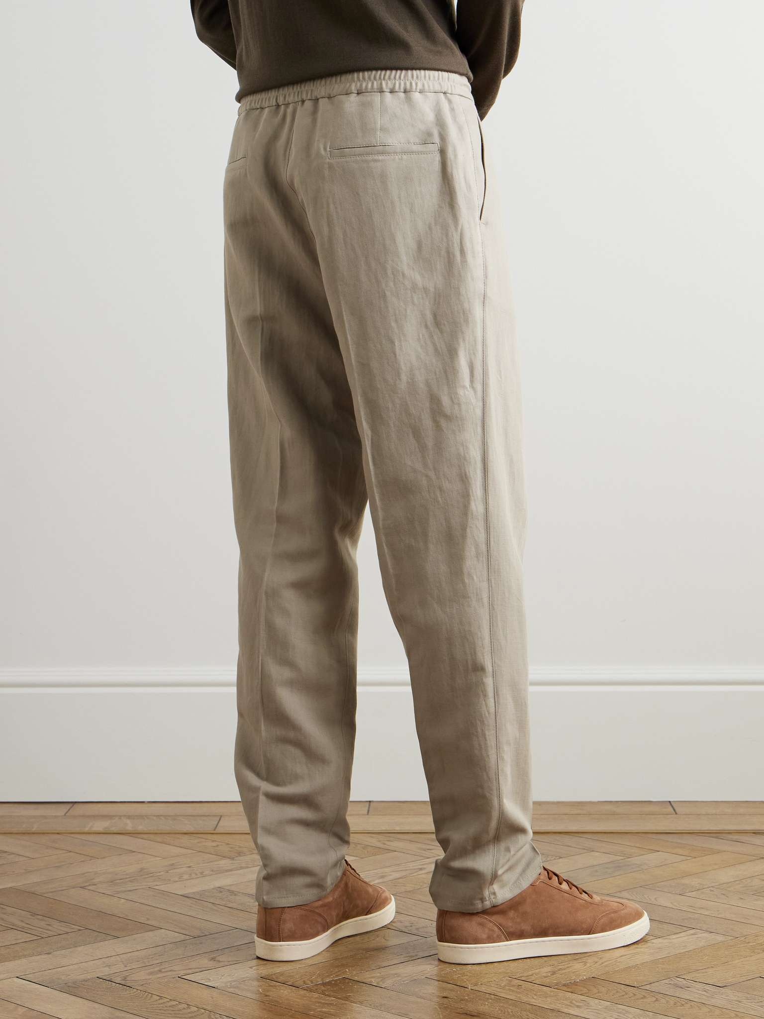 Straight-Leg Pleated Linen and Cotton-Blend Trousers - 4