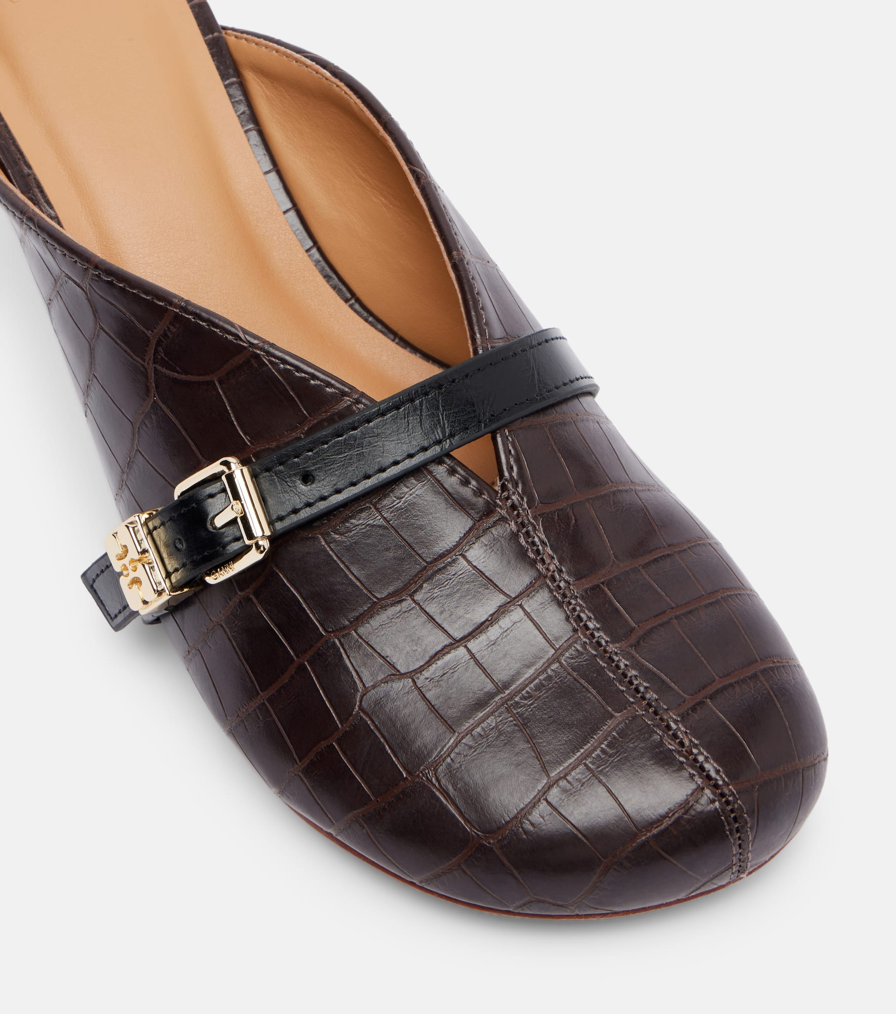 40 crocodile-effect leather mules - 5