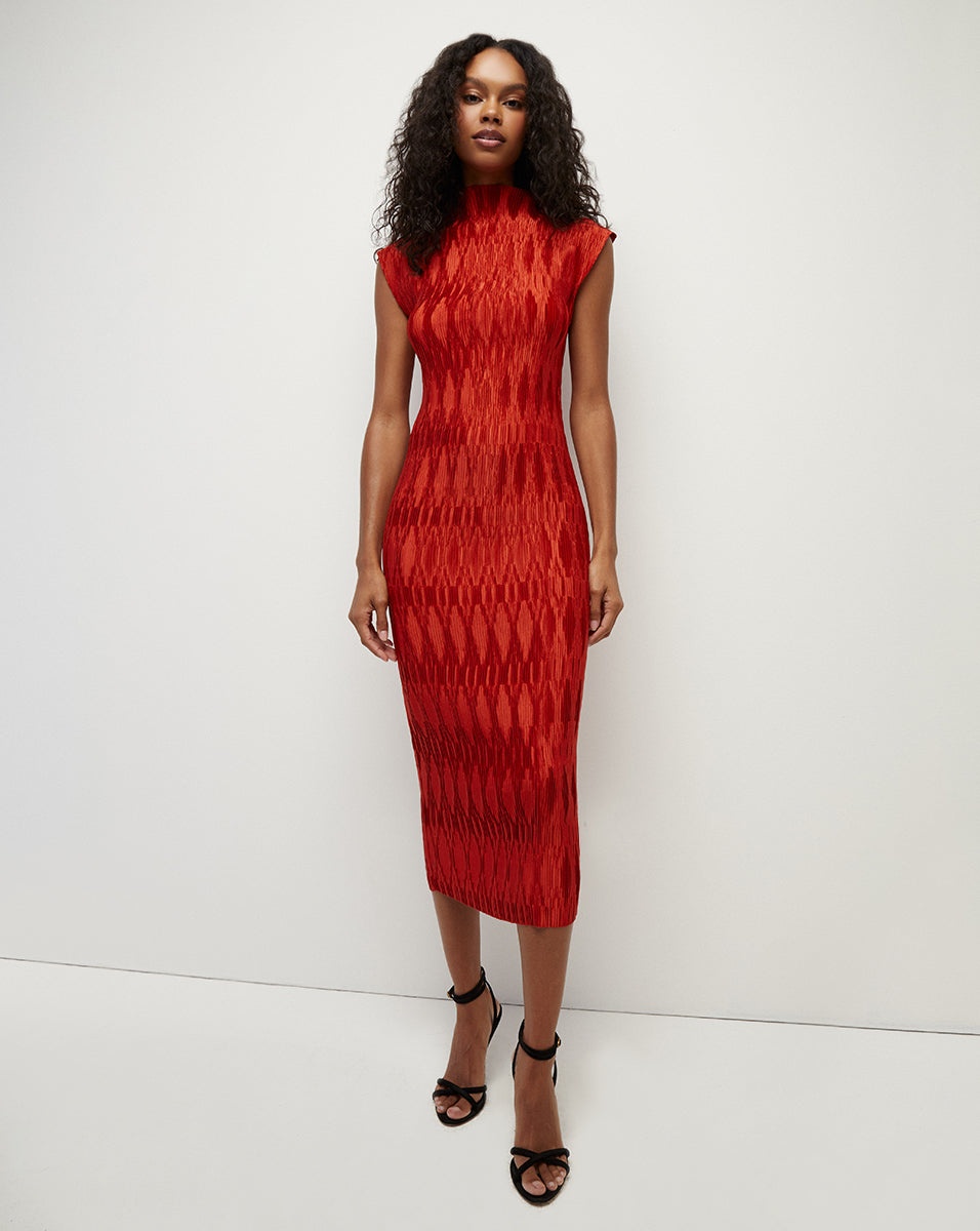 GRAMERCY PLEATED SATIN DRESS - 3