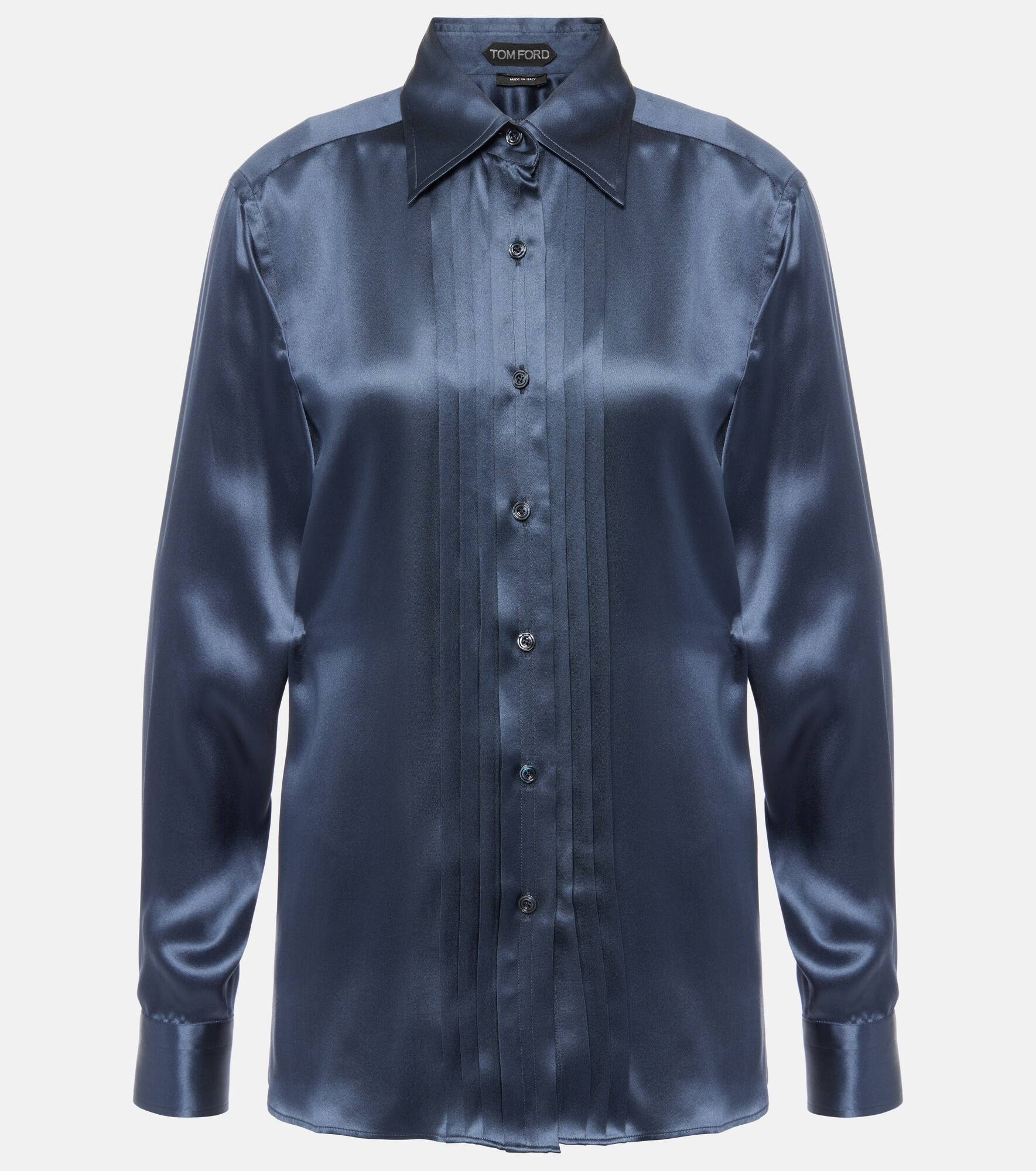 Plissé silk charmeuse shirt - 1