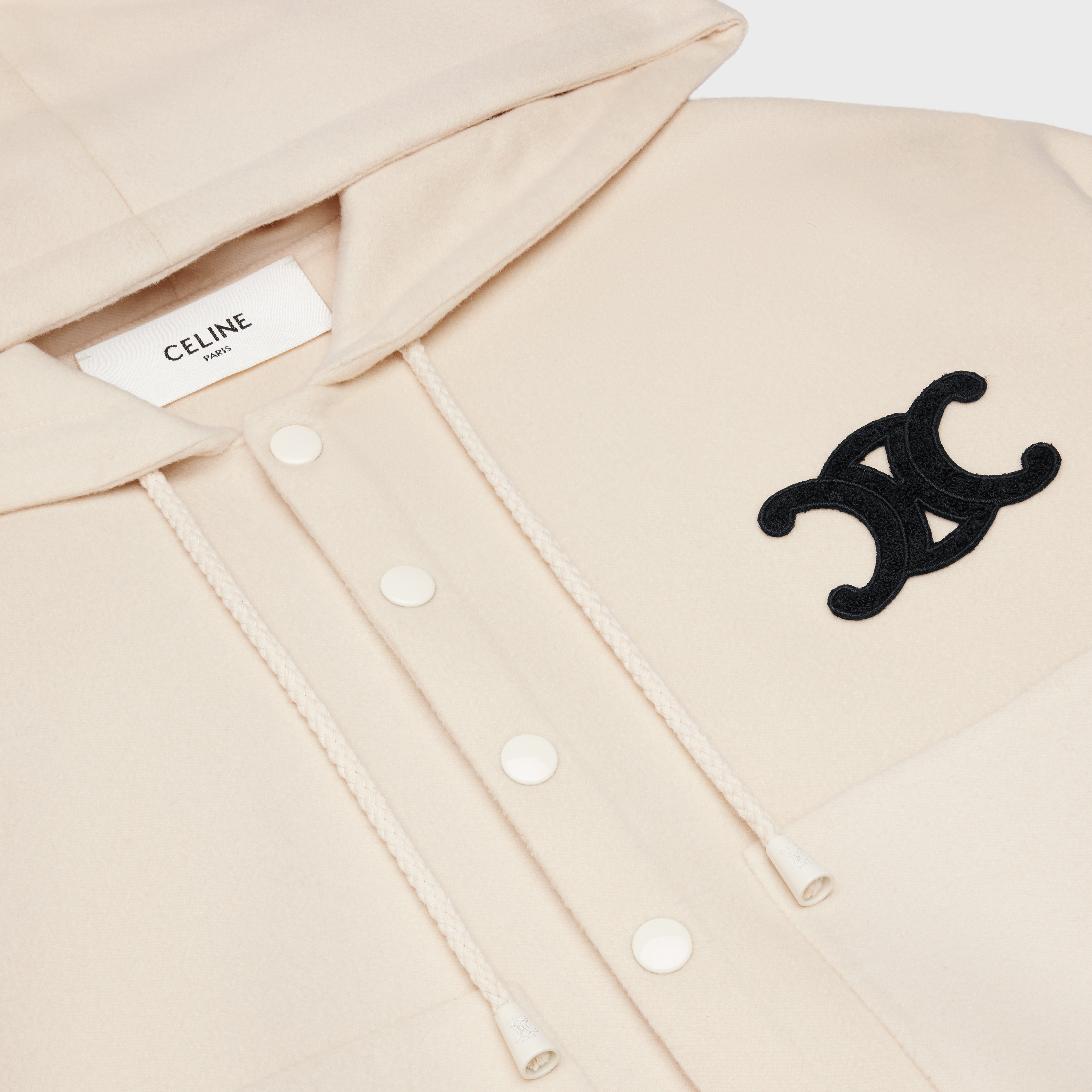 hooded varsity jacket in double face cashmere - 3