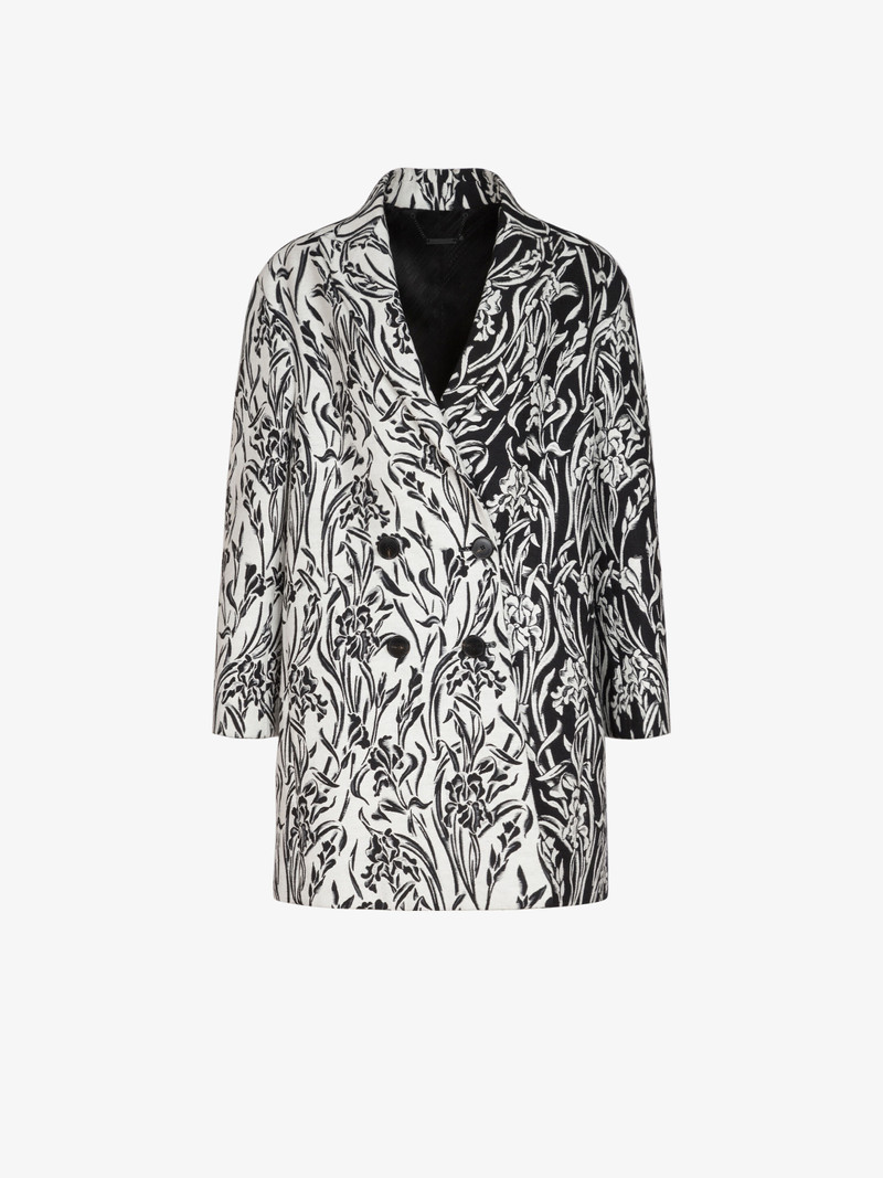 Two tone coat in floral jacquard 1