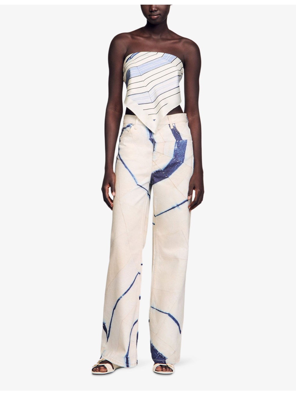 Tie-Dye Spiral-Print Wide-Leg Denim Jeans - 2