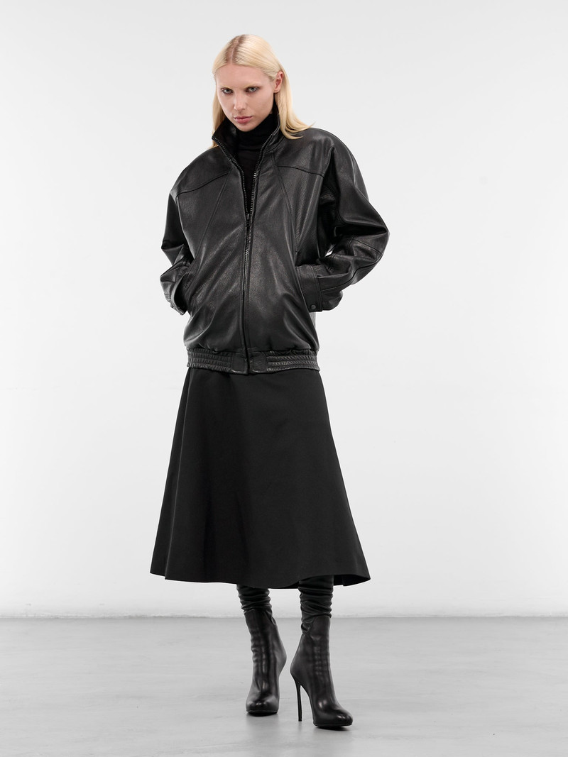 CONNER IVES Black Goat Leather Batwing Jacket outlook
