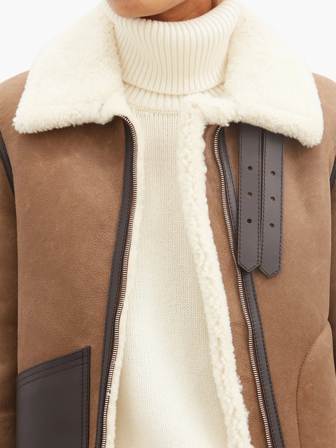 Shearling and suede aviator jacket - 4