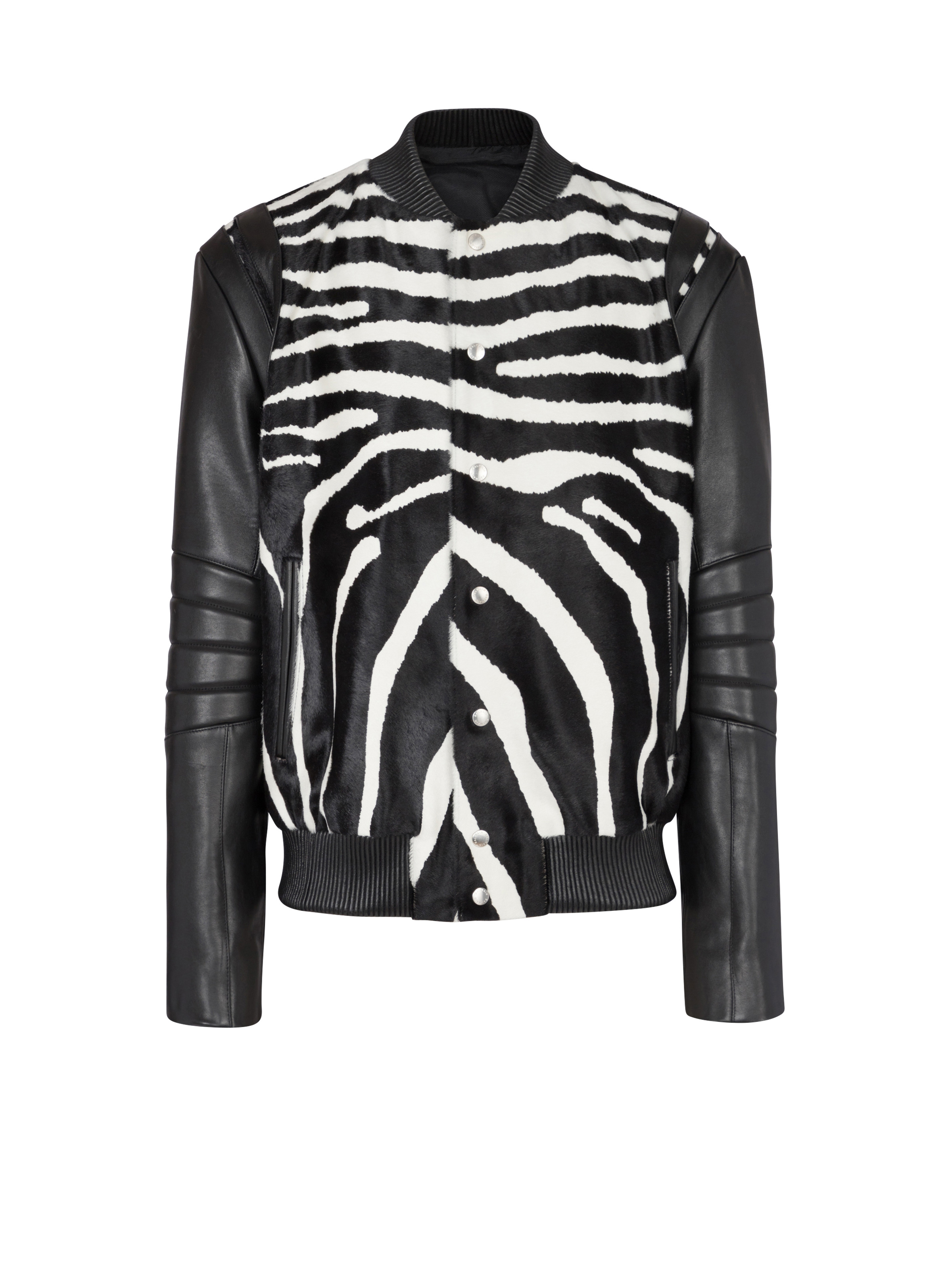 Leather bomber with zebra motif - 1