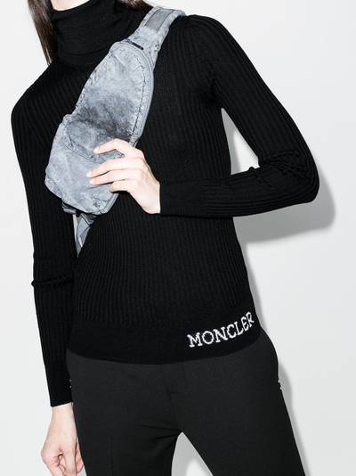 Moncler ribbed roll-neck logo jumper outlook