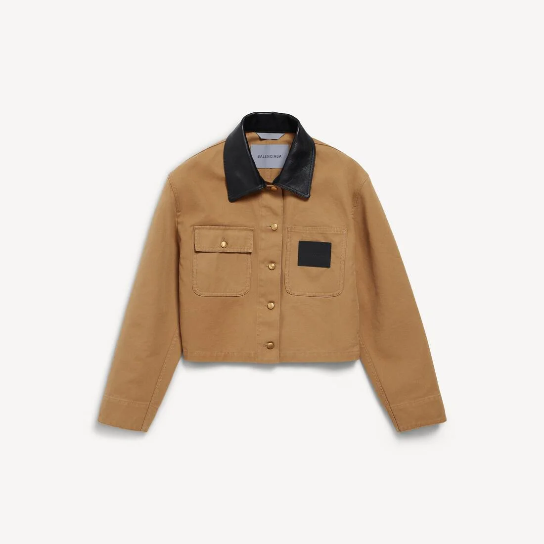 Women's Cropped Workwear Jacket in Beige - 1