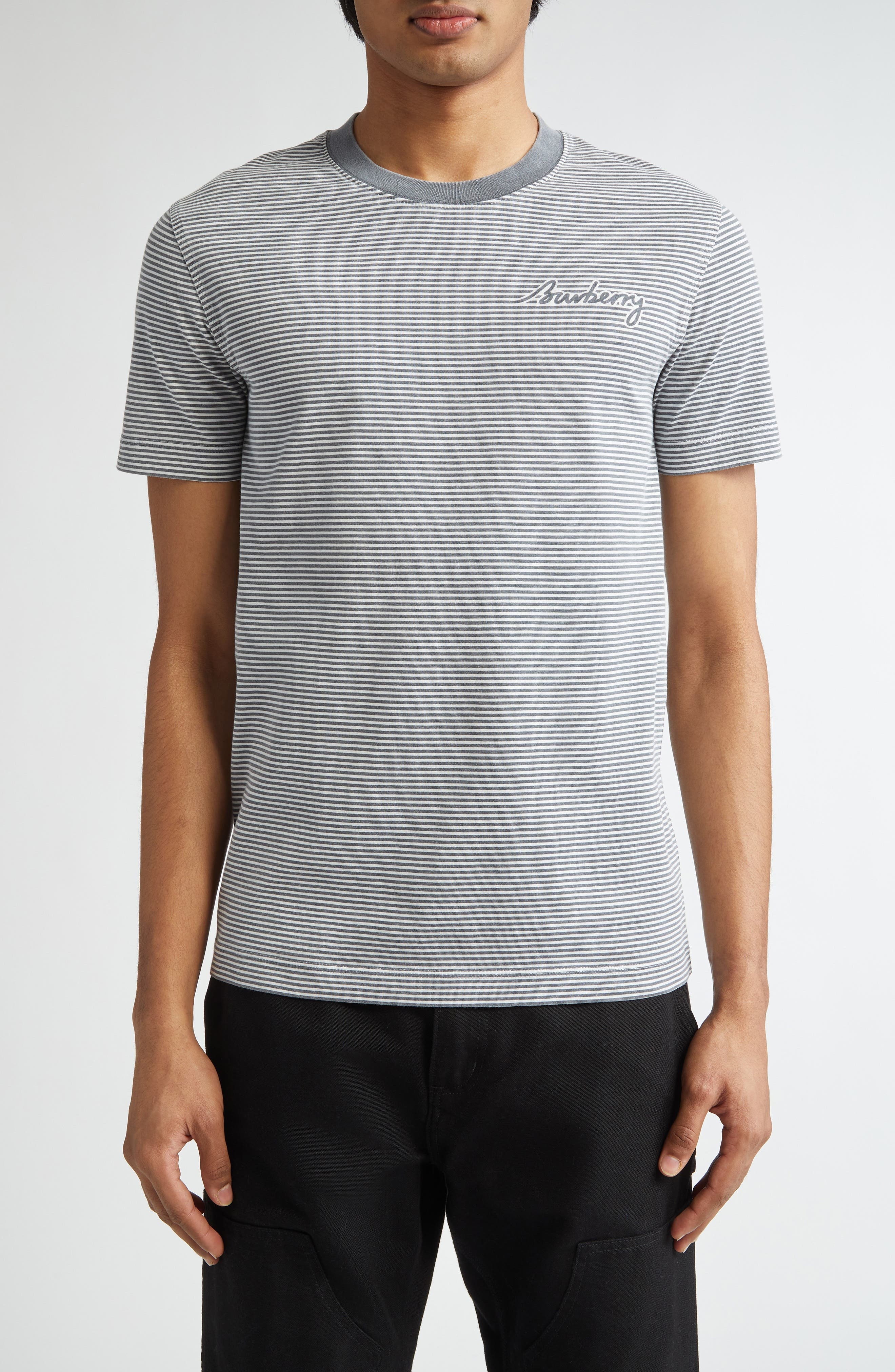 burberry Stripe Chest Logo T-Shirt in Magnet at Nordstrom - 1