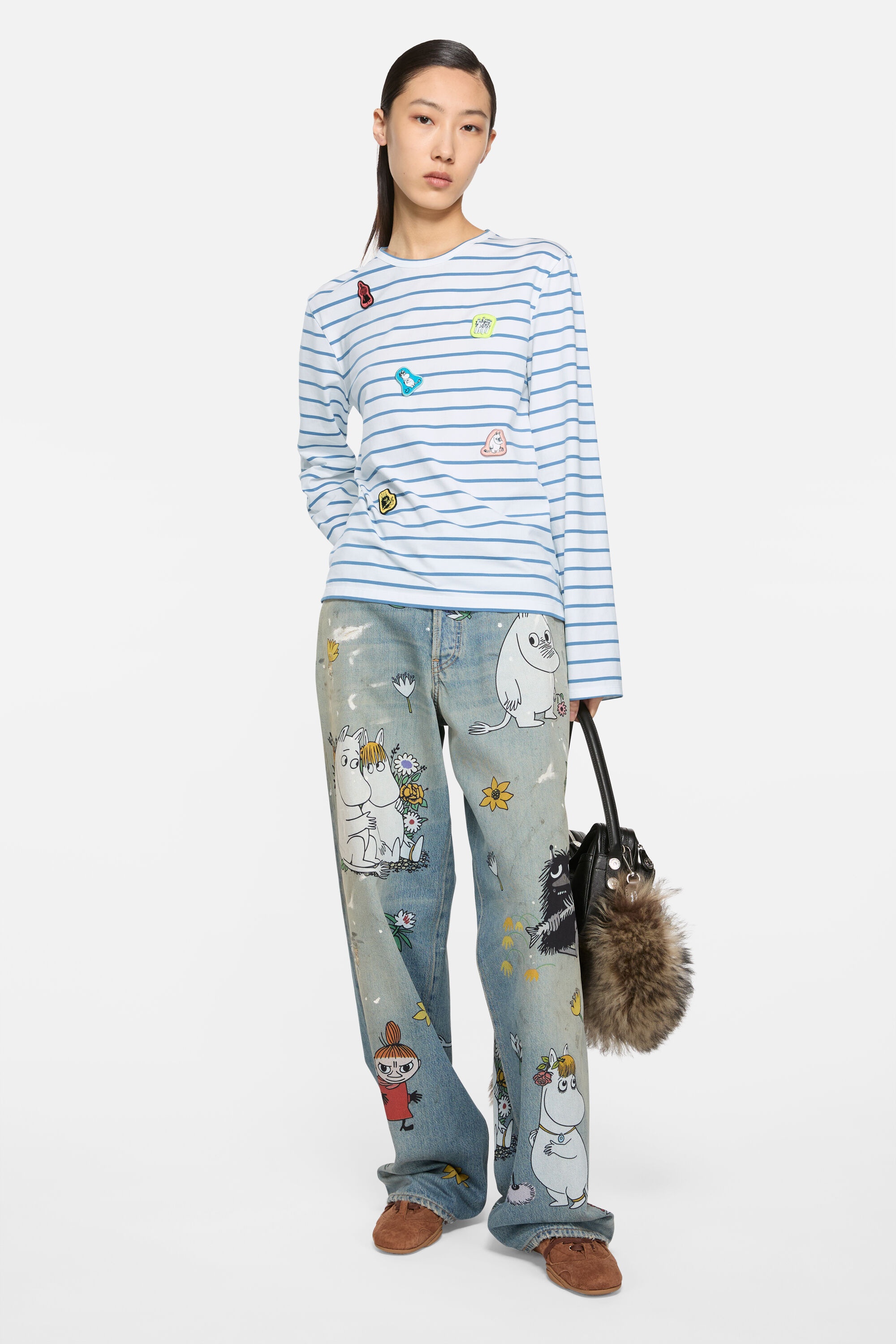 Long sleeve t-shirt - Acne Studios x Moomin - White/blue - 2