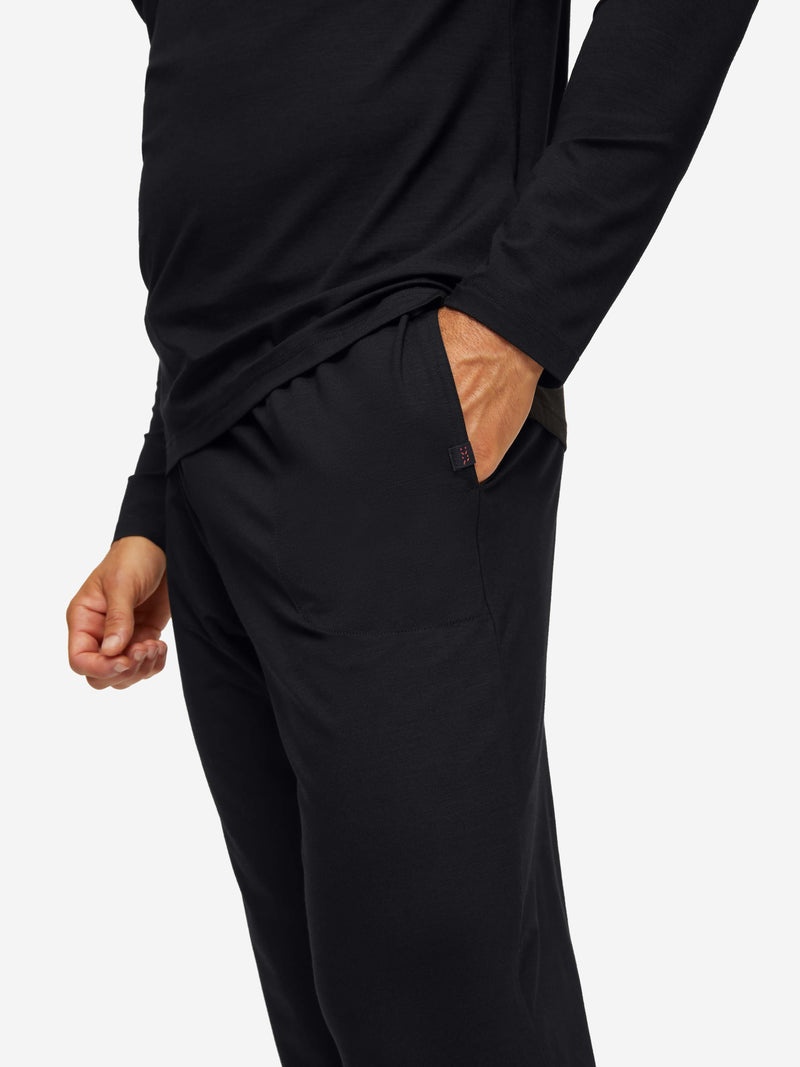 Men's Lounge Trousers Basel Micro Modal Stretch Black - 7