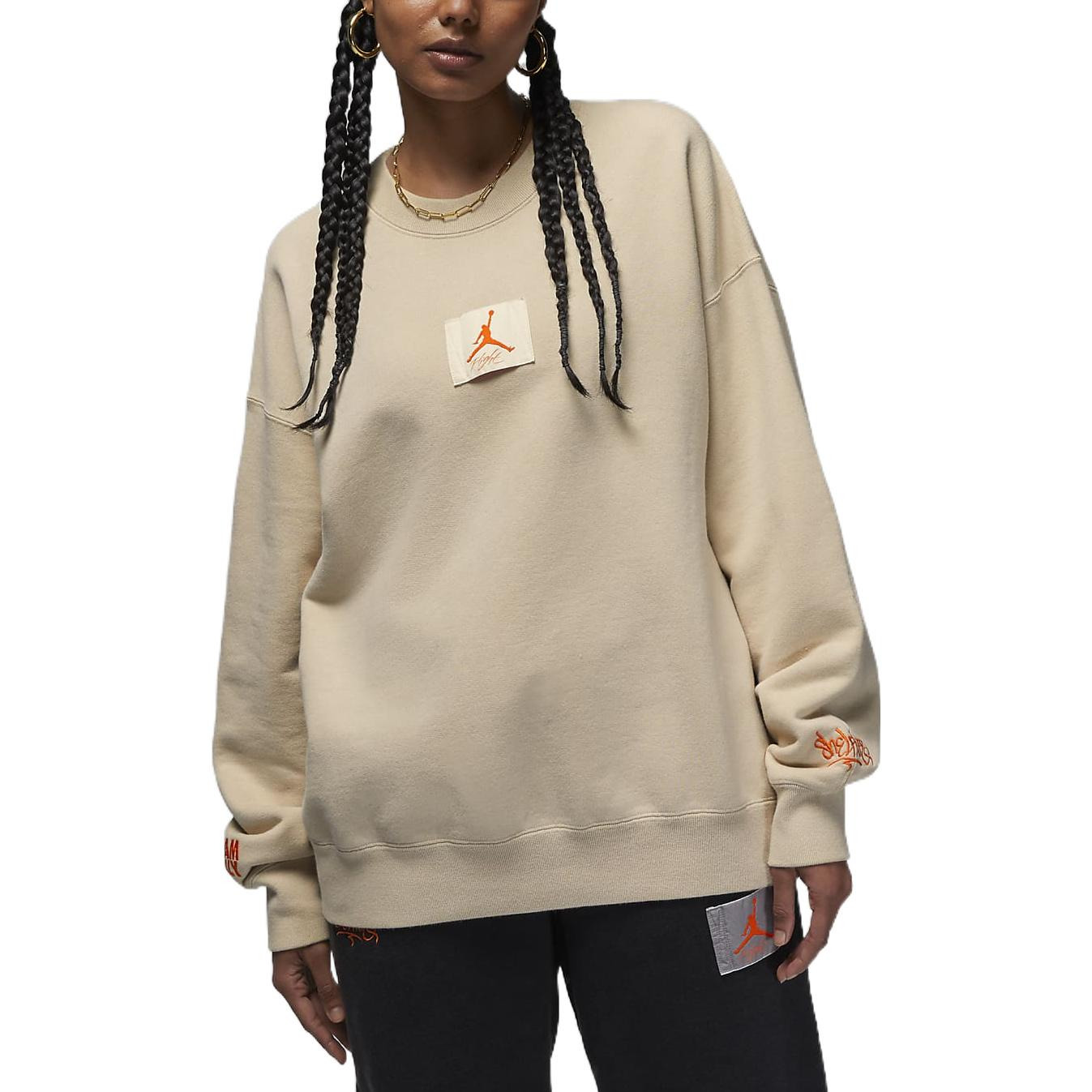 (WMNS) Air Jordan x Shelflife Crew-Neck Sweatshirt 'Tan' DV7014-206 - 4