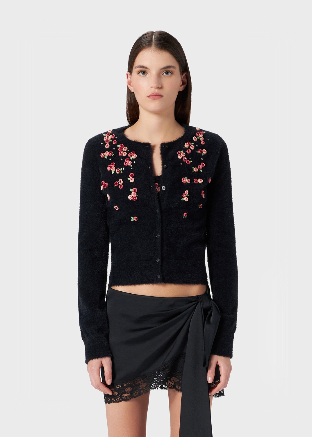 KNITTED CARDIGAN WITH EMBROIDERY ROSES - 3