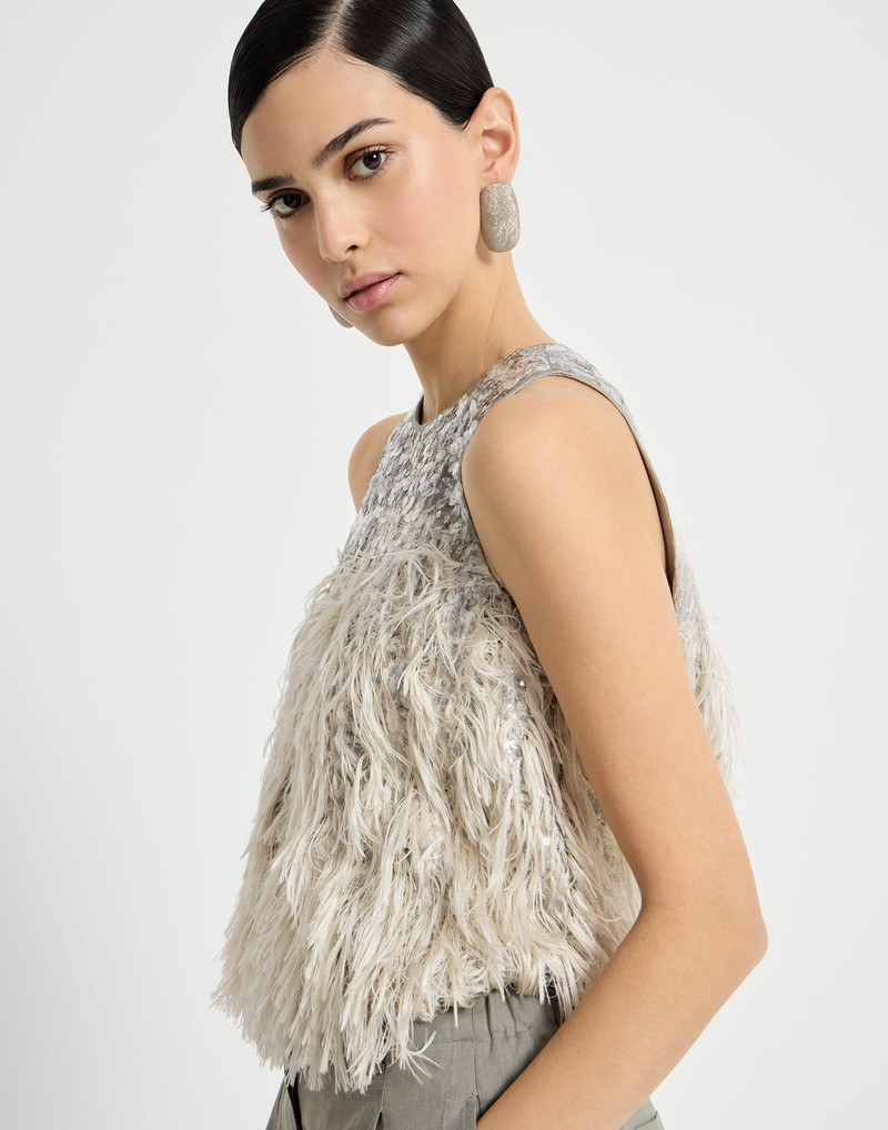 Dazzling dégradé top in cotton and silk fil coupé 5
