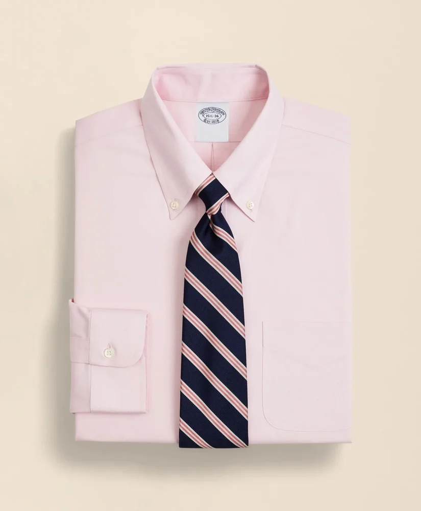 Stretch Supima® Cotton Non-Iron Pinpoint Oxford Button-Down Collar Dress Shirt - 1