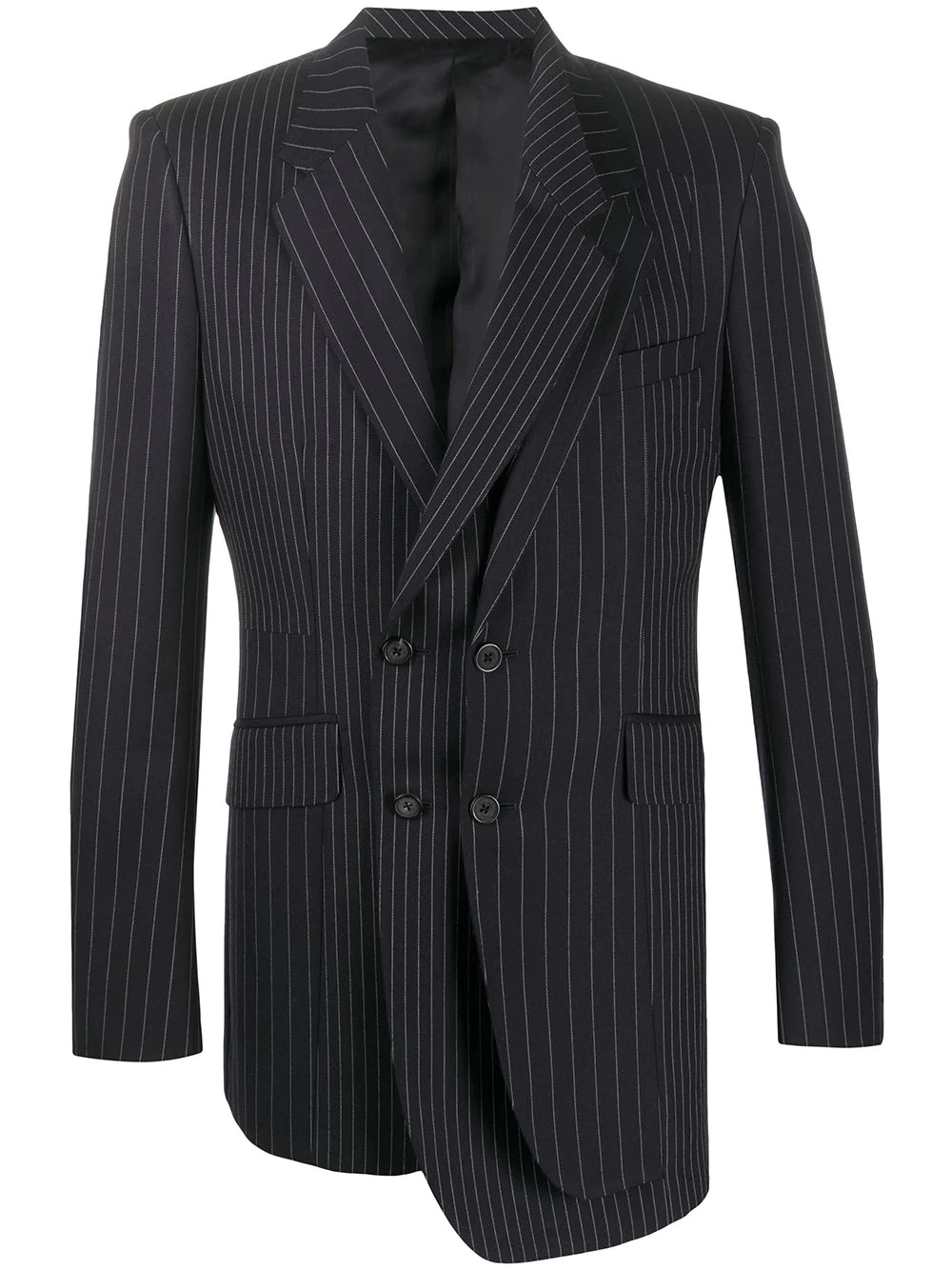 asymmetric pinstriped wool blazer - 1