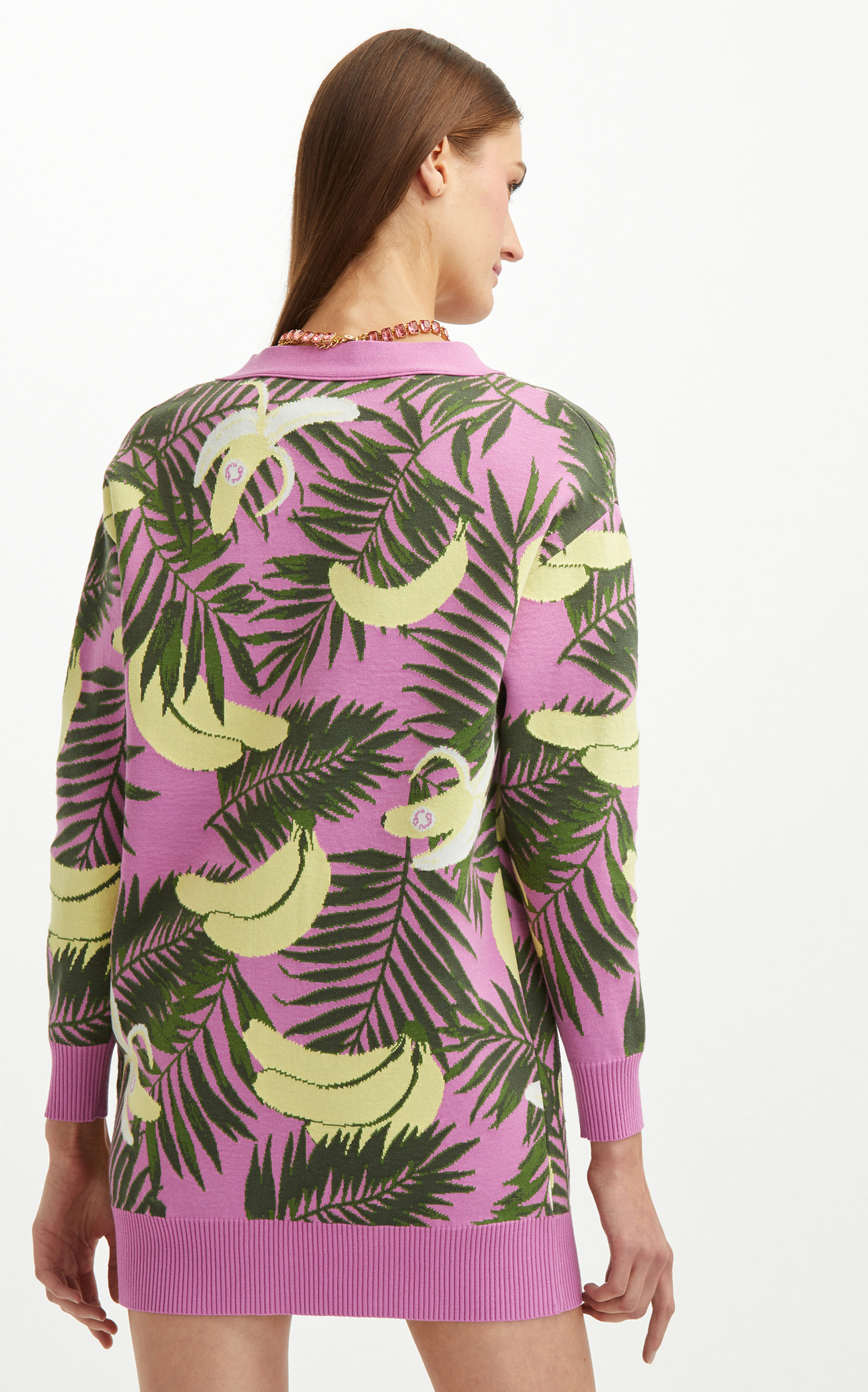 Banana-Intarsia Knitted Cardigan print - 4