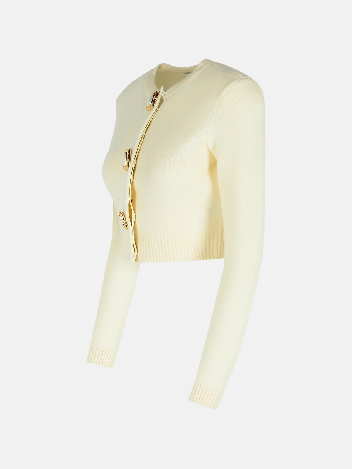 CREAM WOOL KNIT CARDIGAN - 2