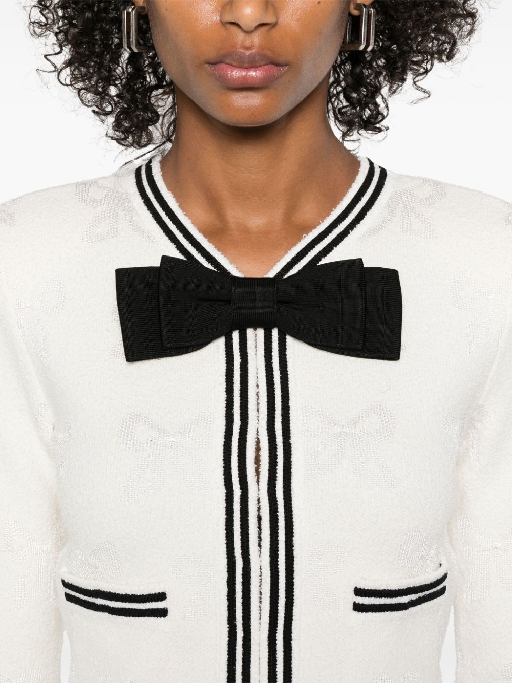 bow-jacquard jacket - 5
