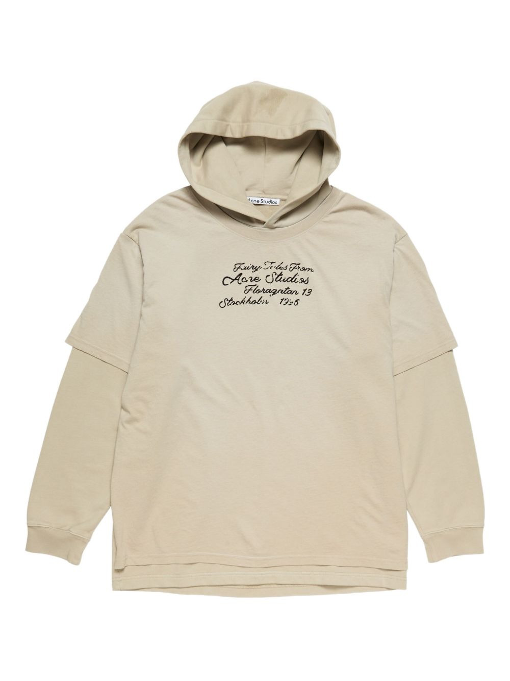 double-layered lettering-detail hoodie - 1