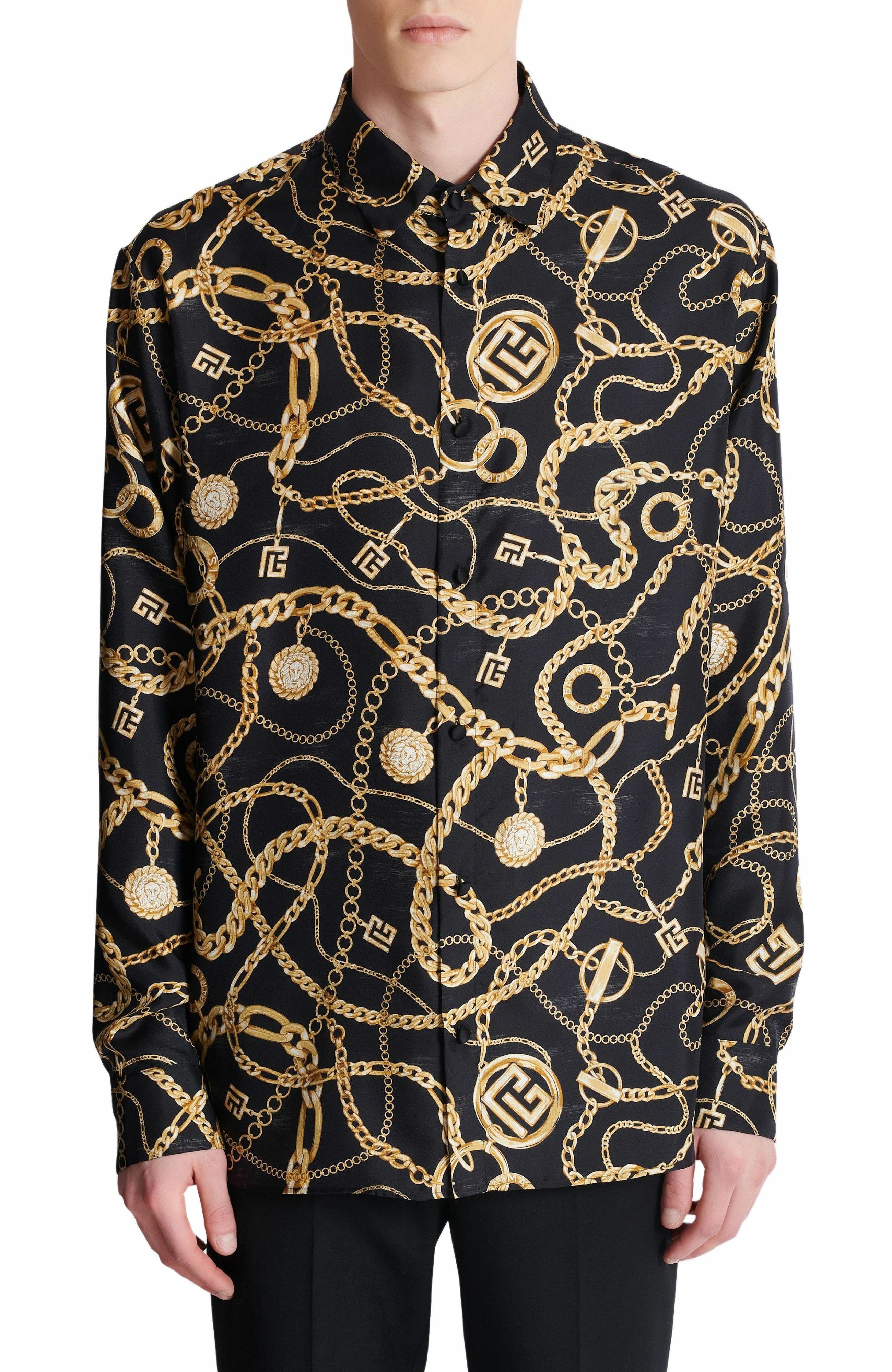 Balmain Printed silk shirt with Chaînes pattern in Multicolor at Nordstrom - 7