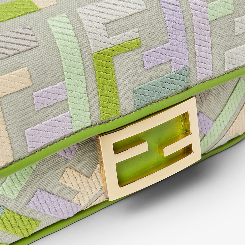 FENDI Baguette® Mini Canvas bag with multicolor FF embroidery outlook