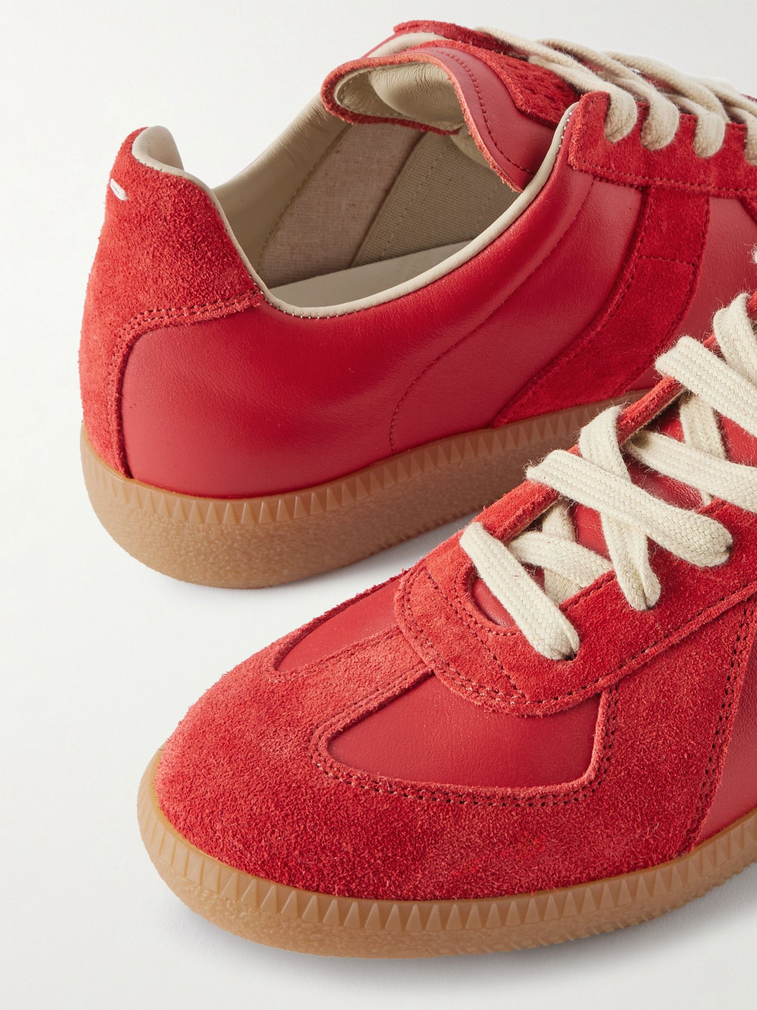Replica leather and suede sneakers Red - 4
