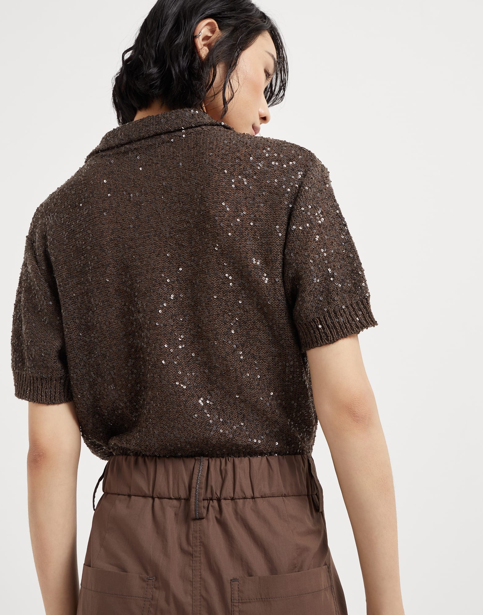 Lightweight poplin five-pocket track trousers with monili - 3