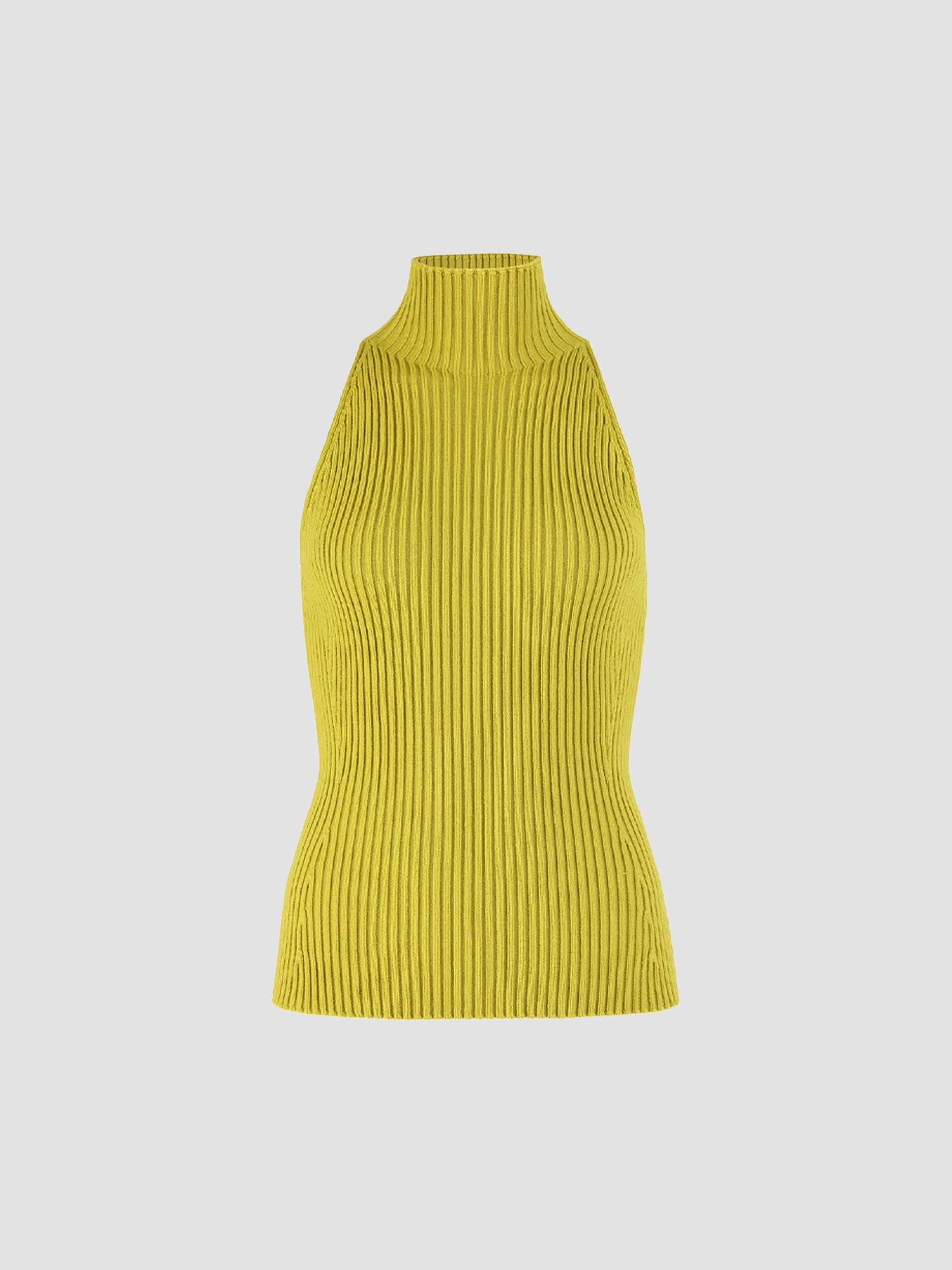 Women's Rib-Knit Turtleneck Top - Lime - 1