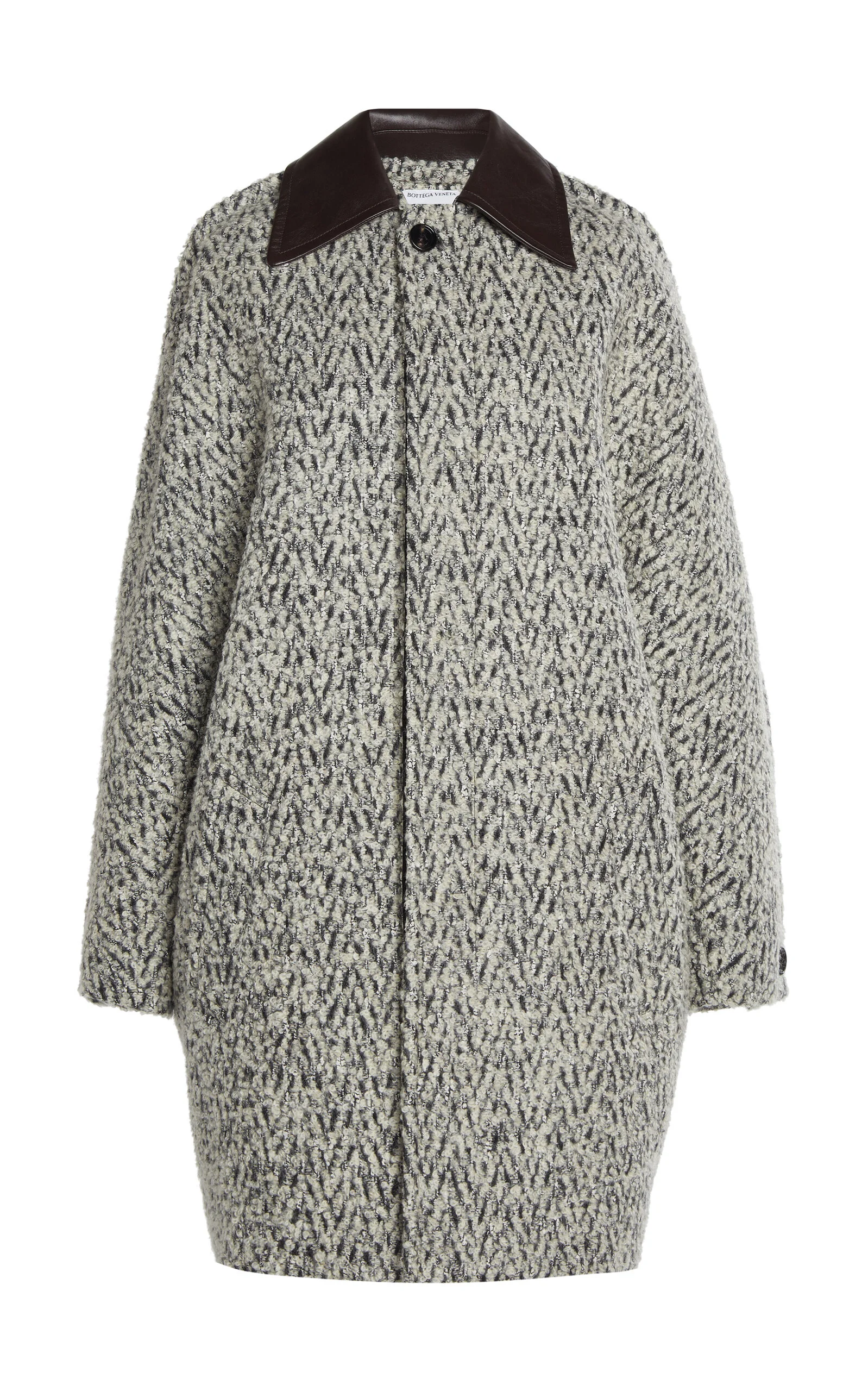 Chevron Bouclé Wool-Blend Coat light grey - 1